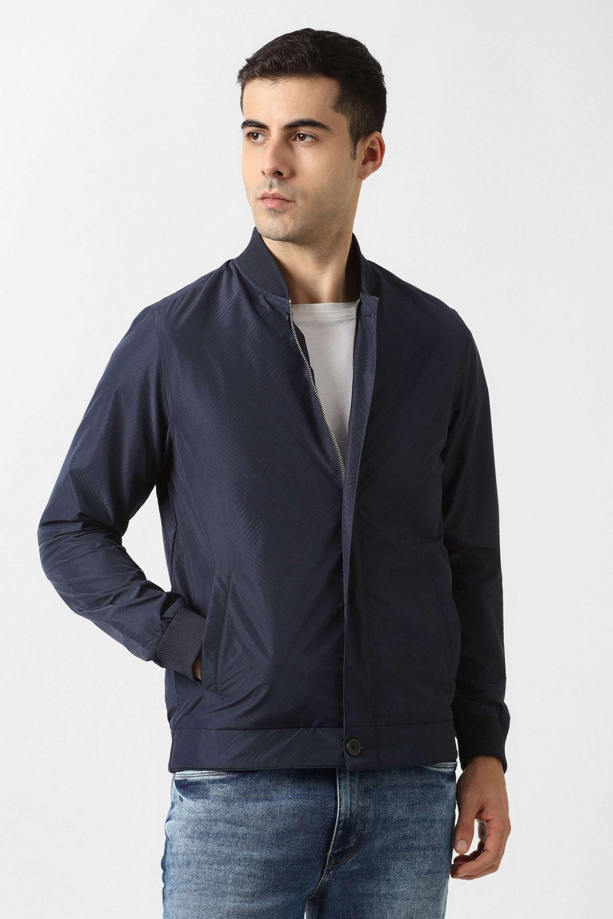 Solid-Polyester-Skinny-Fit-Men-s-Jacket