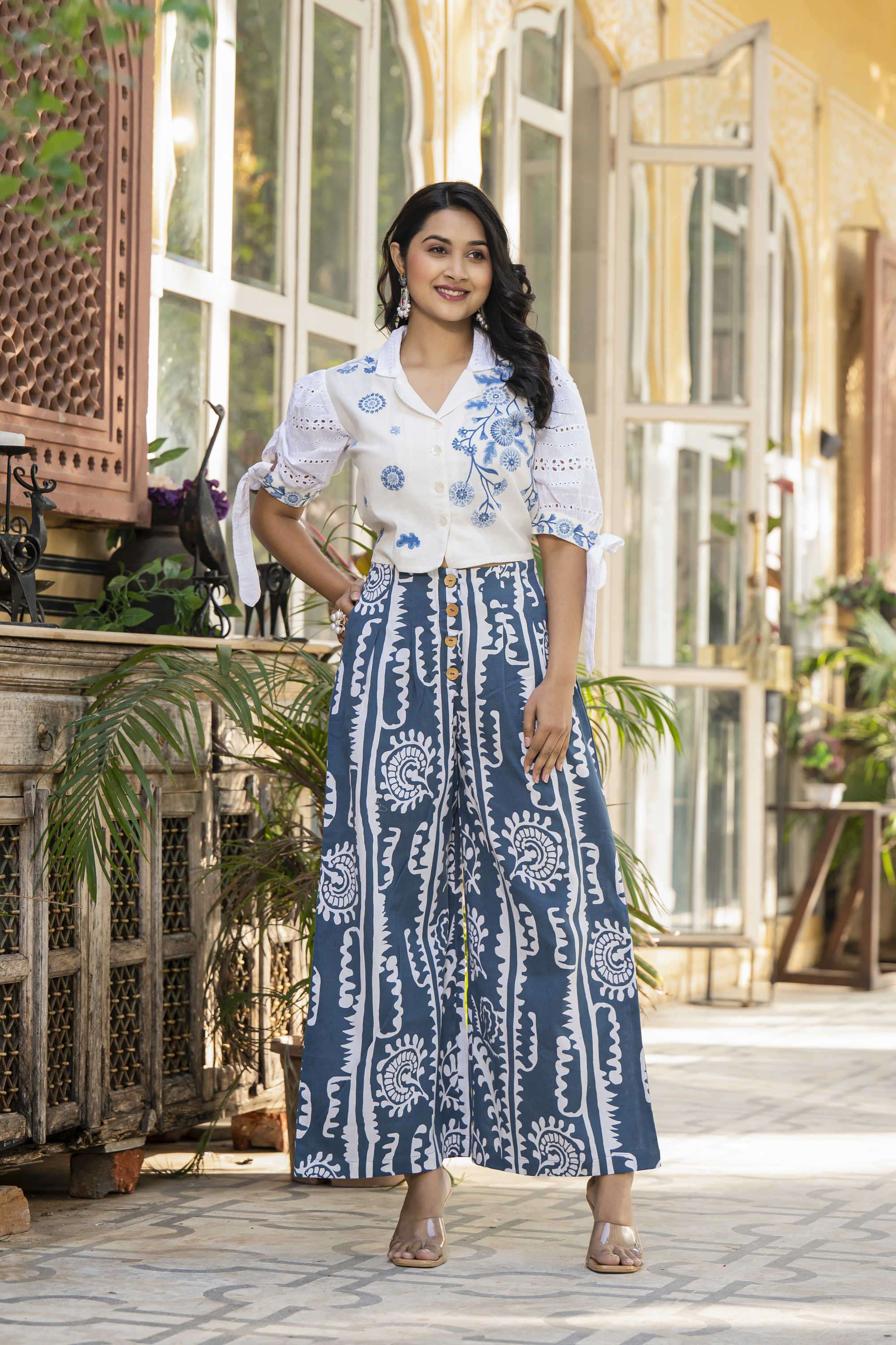 Solid-Cotton-Women-s-Festive-Wear-Co-Ord-Set