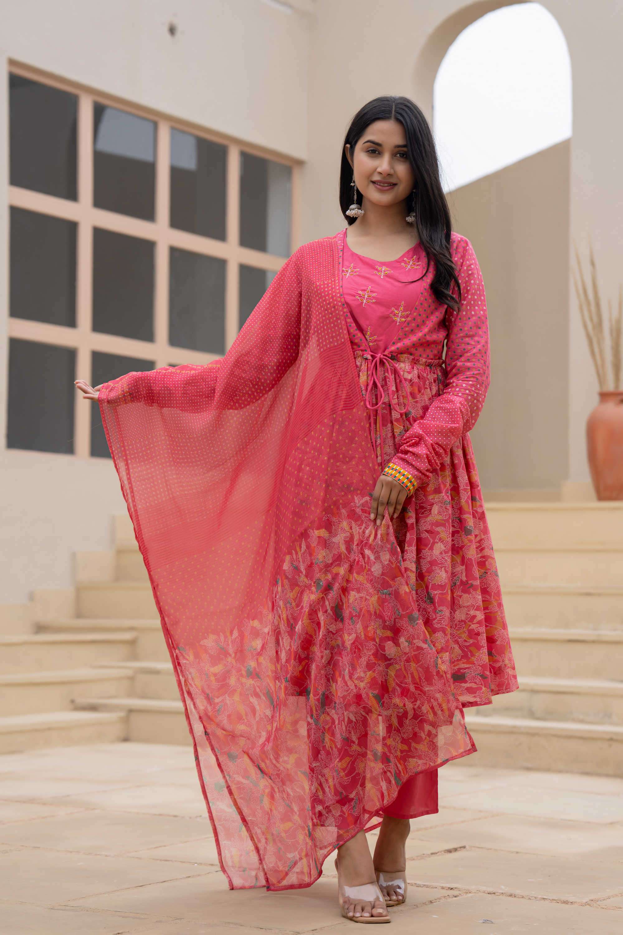 Printed-Cotton-Round-Neck-Women-s-Festive-Wear-Kurta-Set