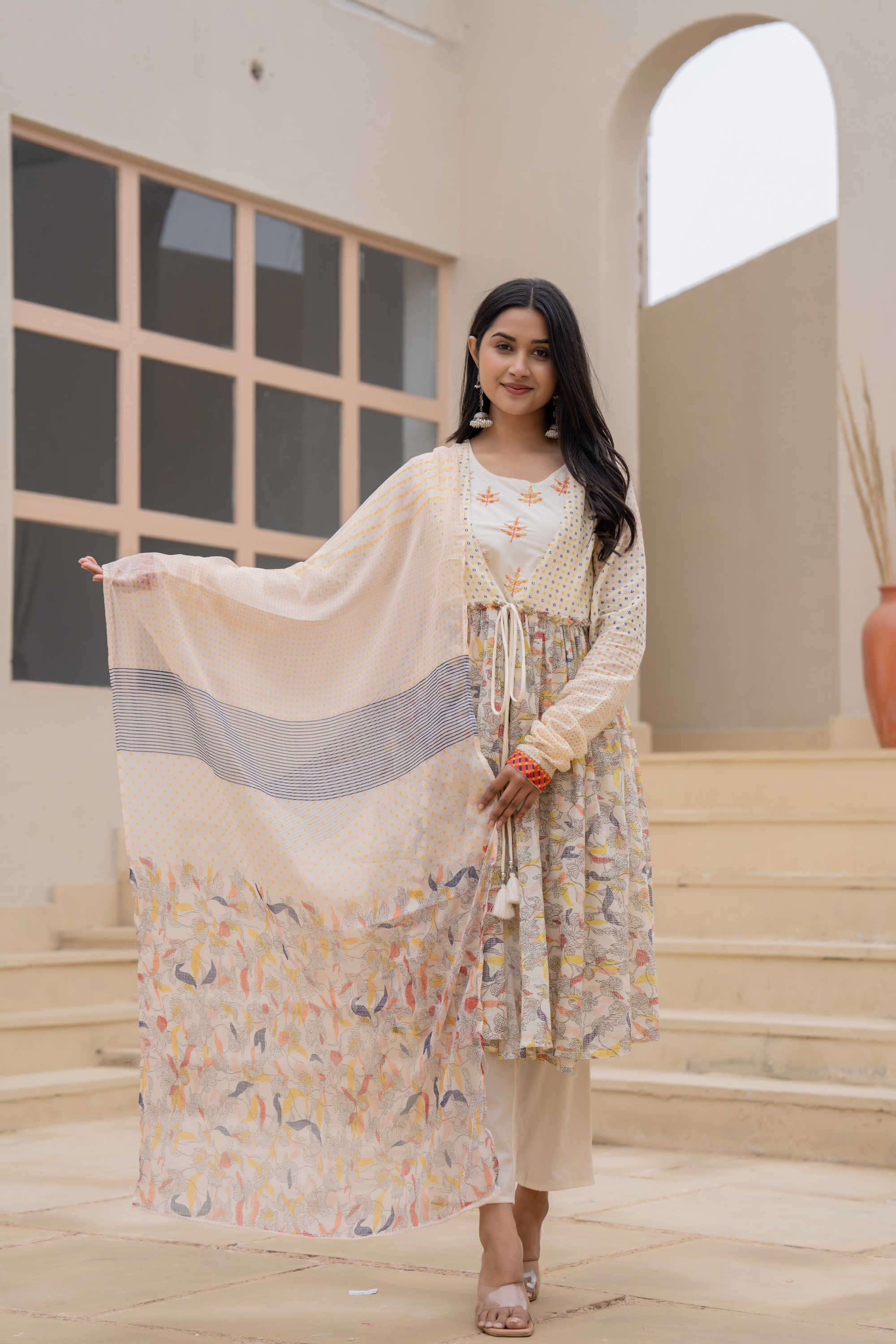 Printed-Cotton-Round-Neck-Women-s-Festive-Wear-Kurta-Set