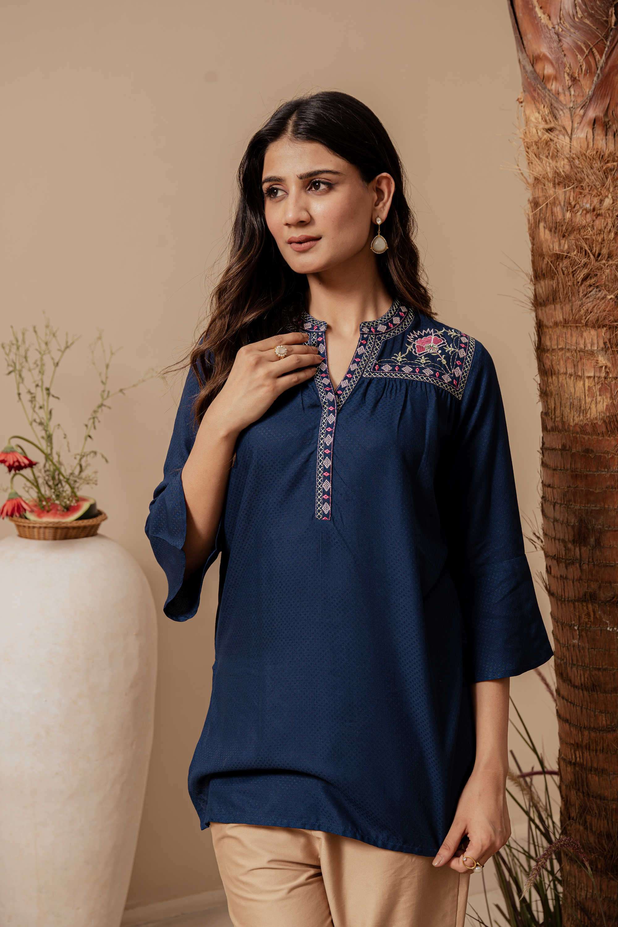 Embroidered-Viscose-Round-Neck-Women-s-Festive-Wear-Tunic