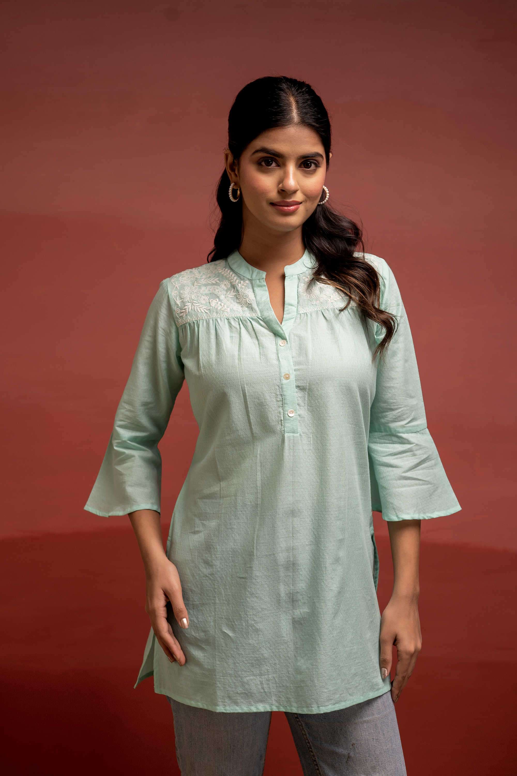 Embroidered-Cotton-Round-Neck-Women-s-Festive-Wear-Tunic