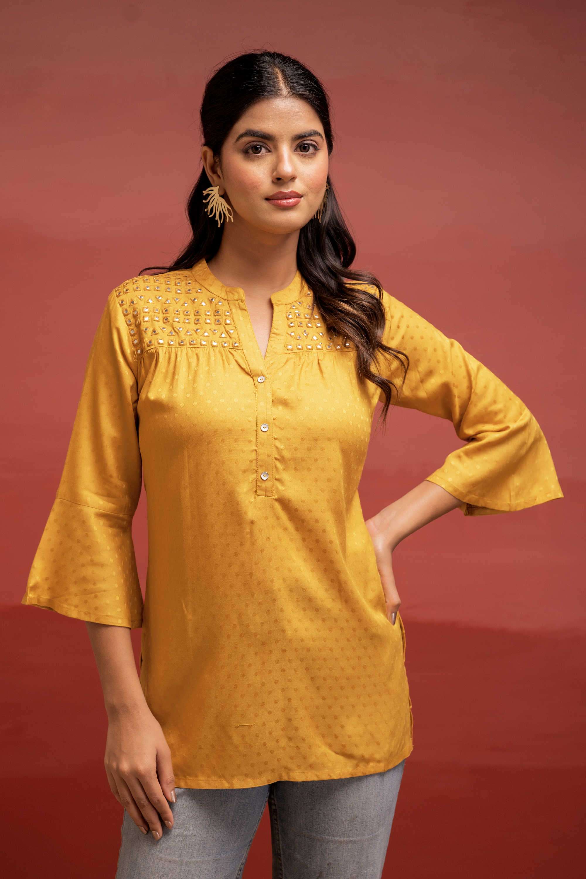 Embroidered-Viscose-Round-Neck-Women-s-Festive-Wear-Tunic