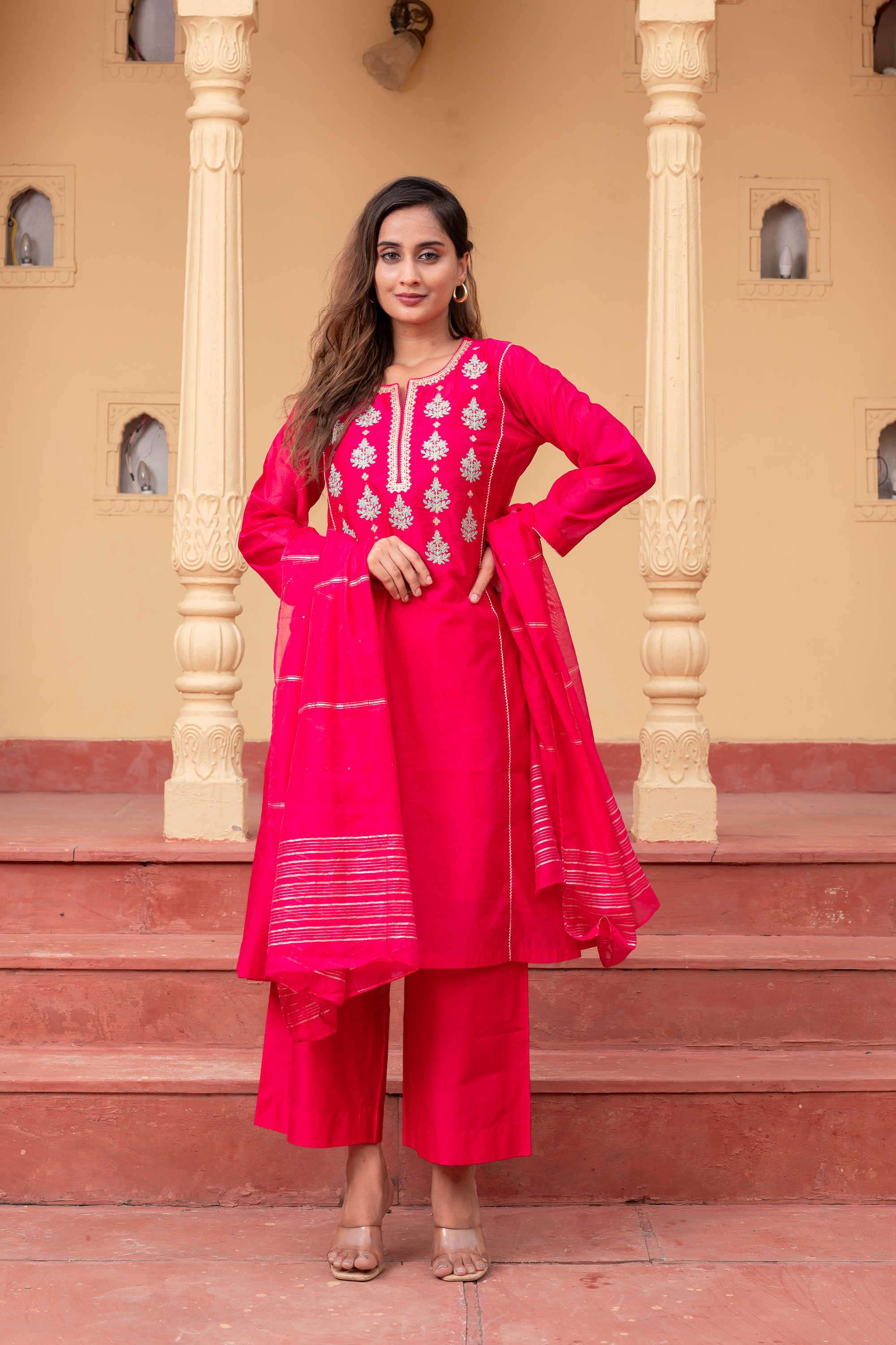 Embroidered-Blended-Fabric-Women-s-Festive-Wear-Kurta-Set