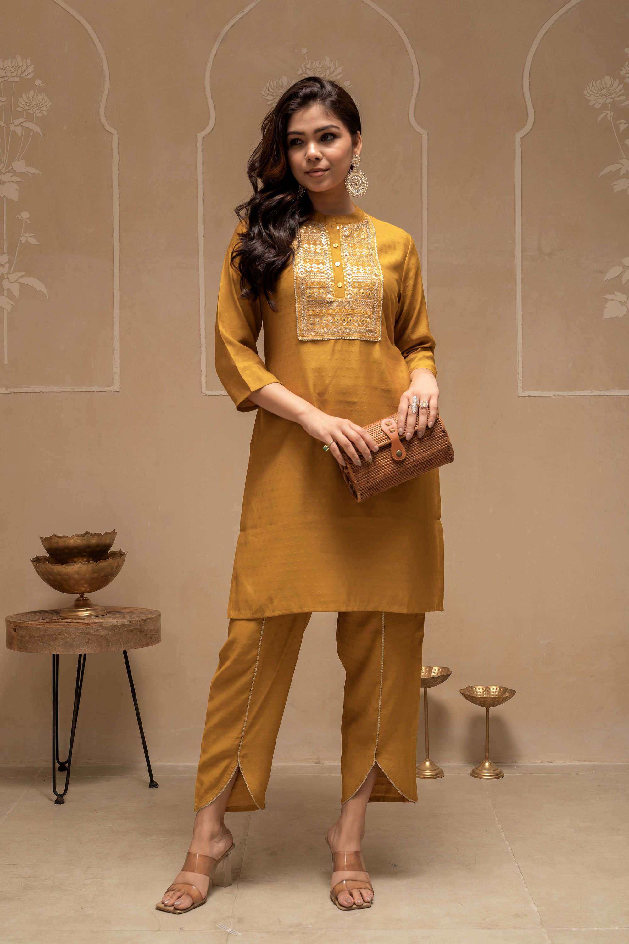 Embroidered-Viscose-Round-Neck-Women-s-Festive-Wear-Co-Ord-Set