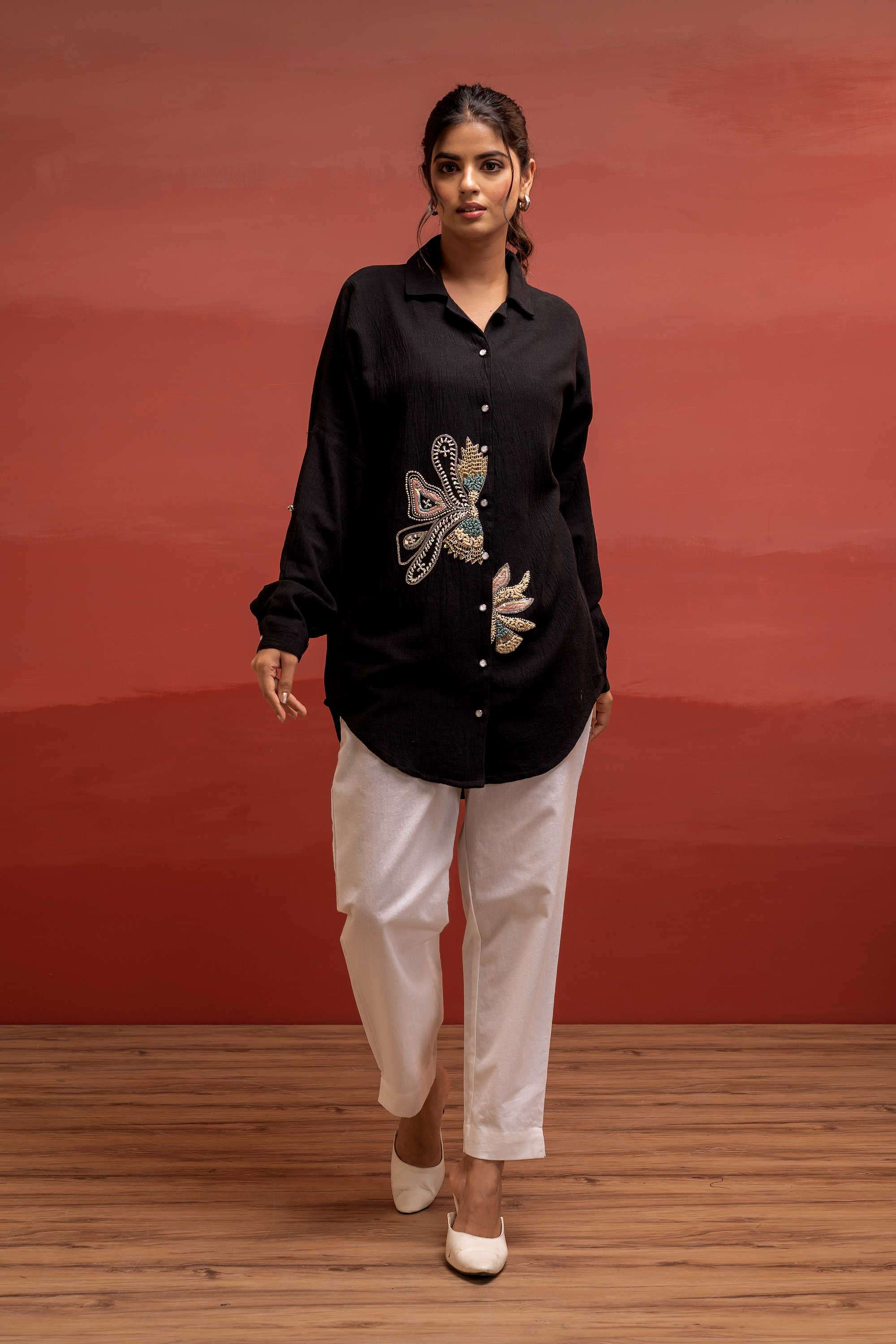Embellished-Viscose-Women-s-Festive-Wear-Shirt