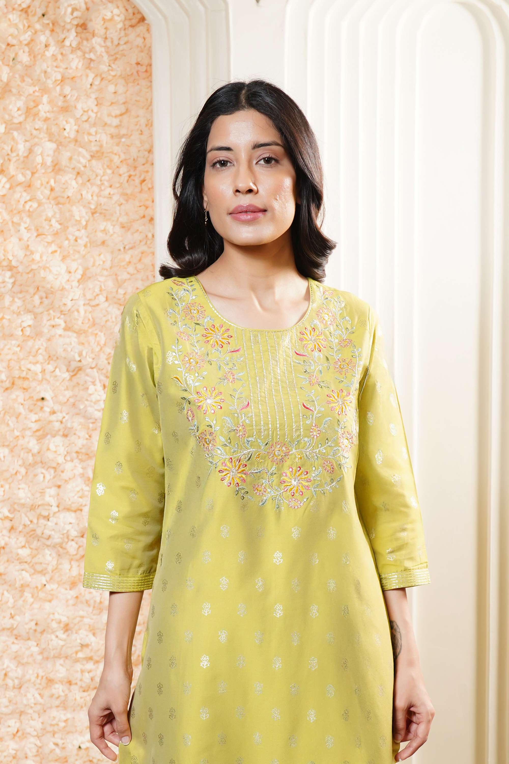 Solid-Blended-Fabric-Women-Fusion-Wear-Kurta