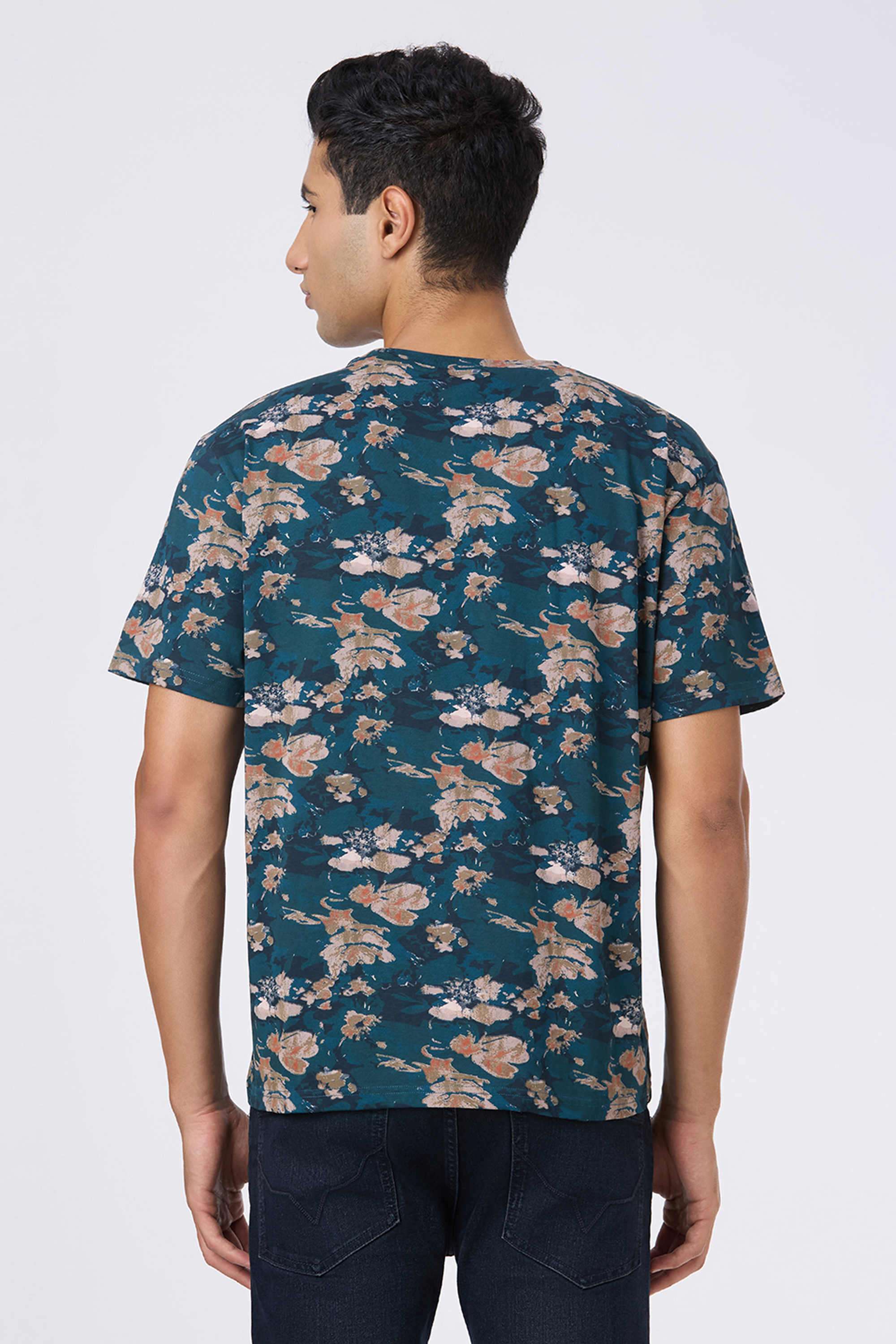 Floral-Blended-Fabric-Regular-Fit-Men-T-Shirt