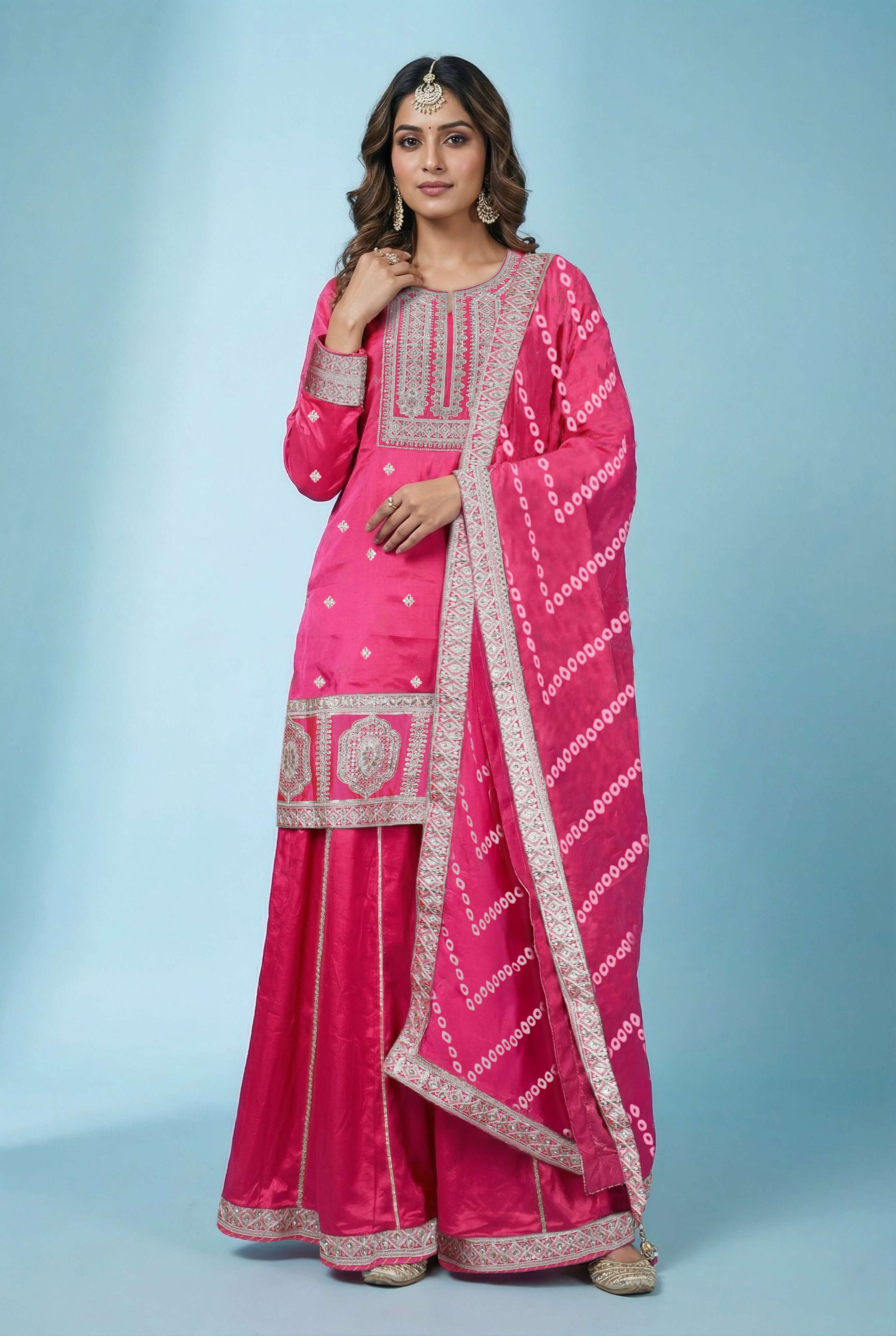Embroidered-Round-Neck-Blended-Fabric-Women-Kurta-Set