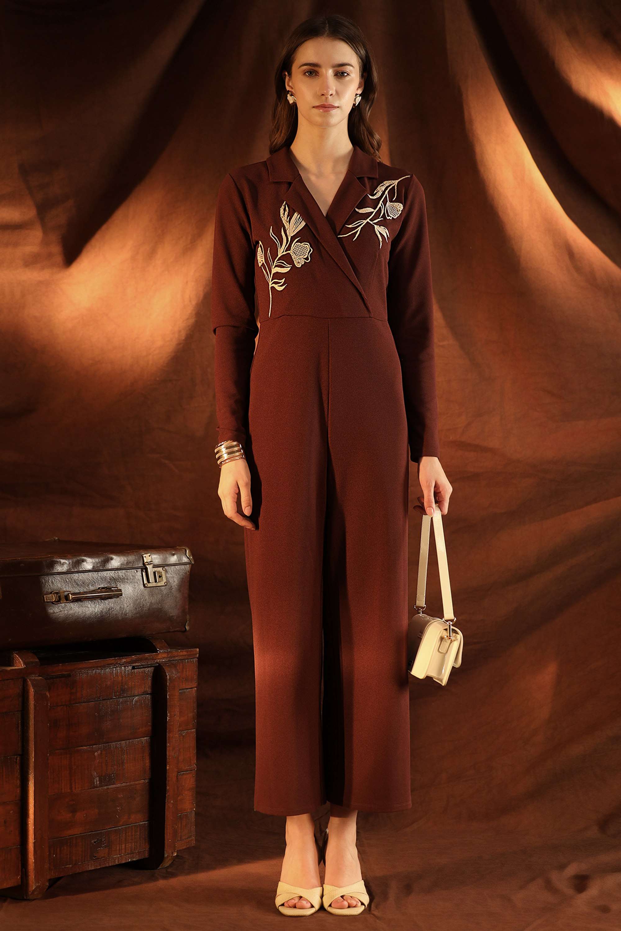 Solid-Polyester-Relaxed-Fit-Women-s-Oma-Jumpsuit