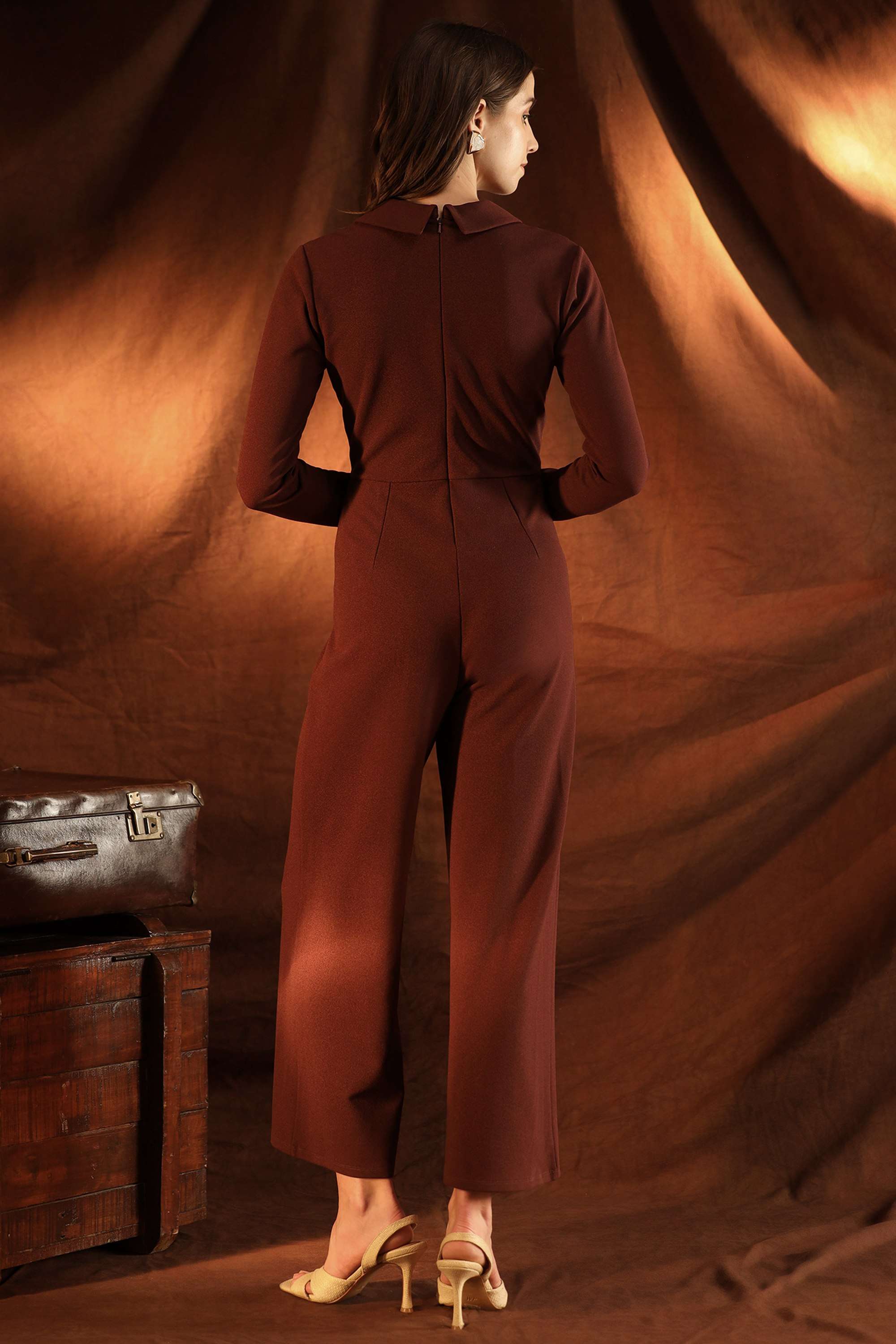 Solid-Polyester-Relaxed-Fit-Women-s-Oma-Jumpsuit