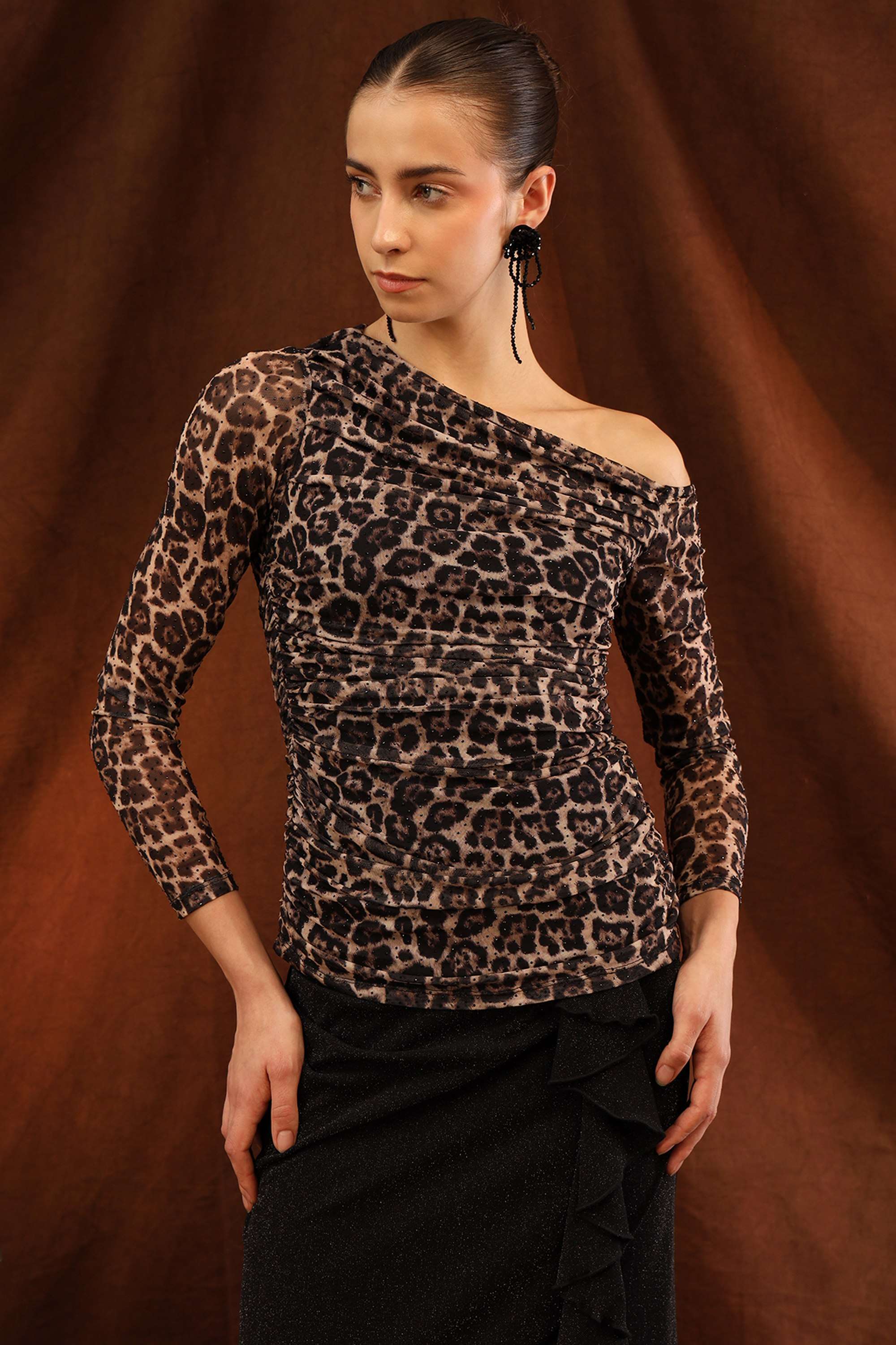 Textured-One-Shoulder-Polyester-Women-s-Dress