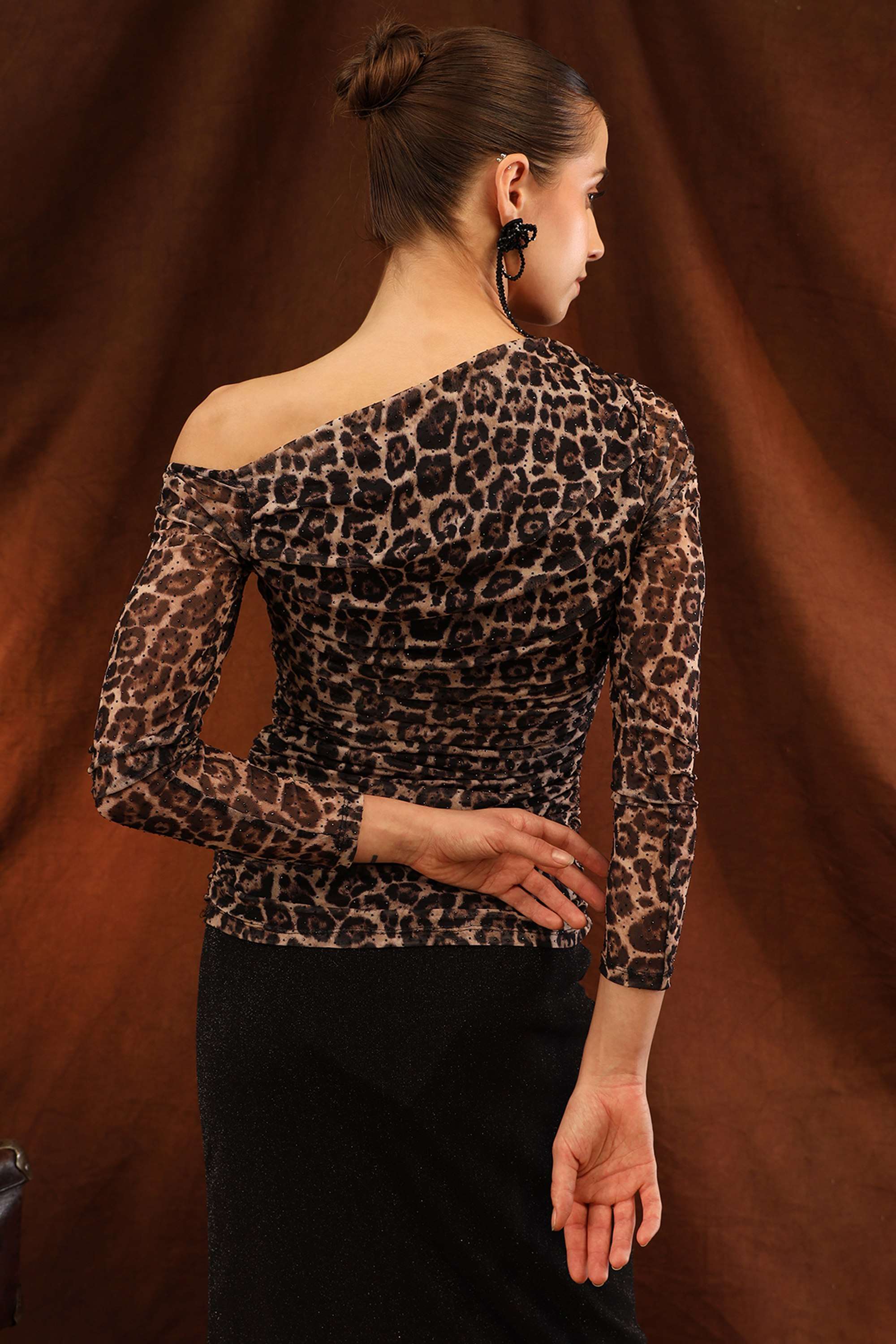 Textured-One-Shoulder-Polyester-Women-s-Dress