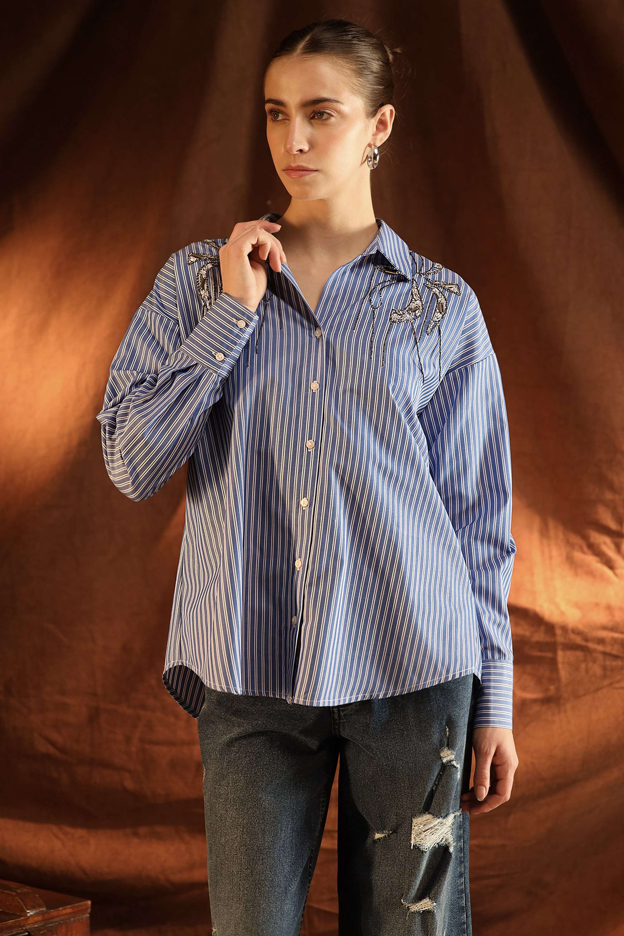 Embellished-Polyester-Relaxed-Fit-Women-s-Carnation-Shirt