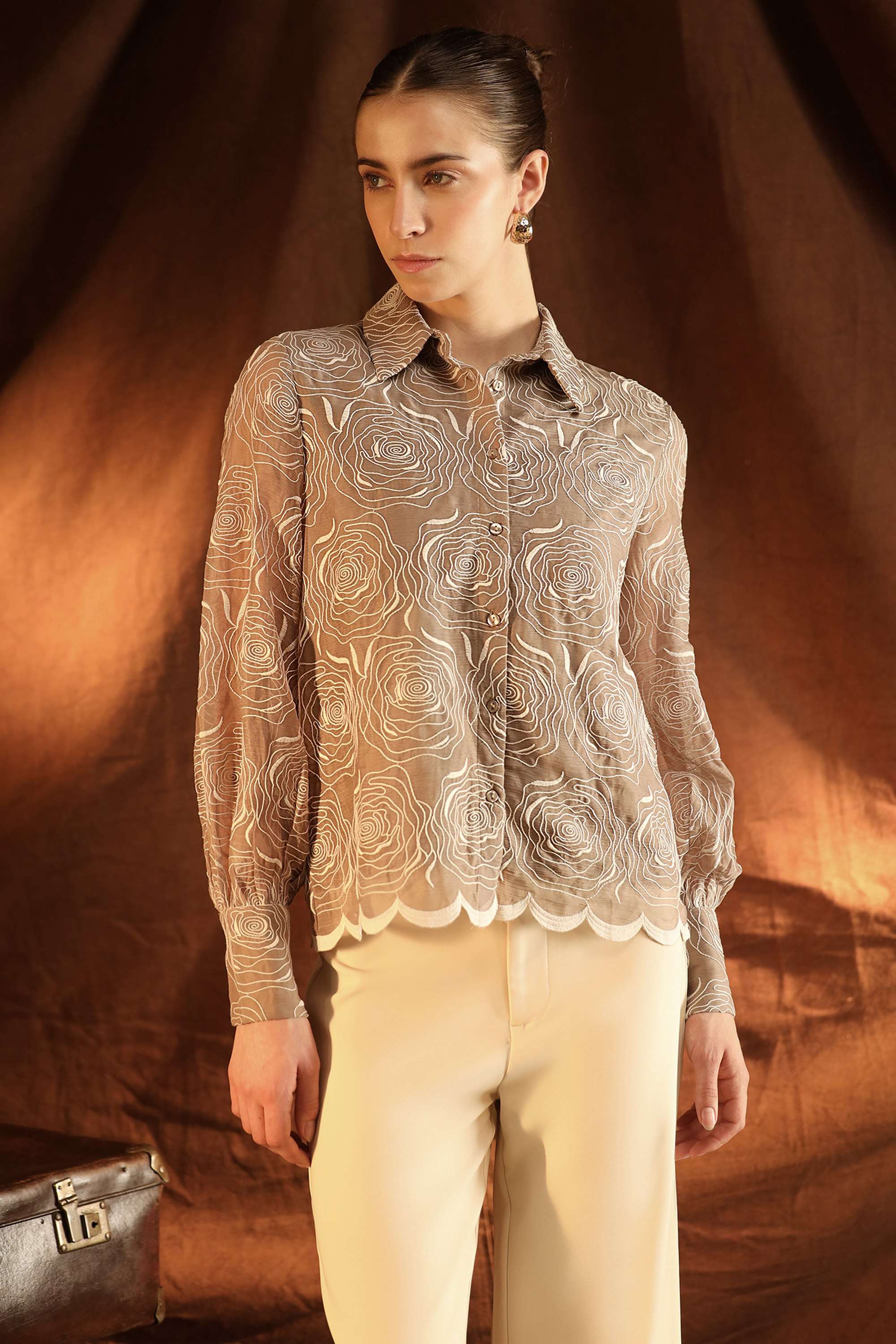 Floral-Blended-Fabric-Collared-Party-Wear-Women-Shirts