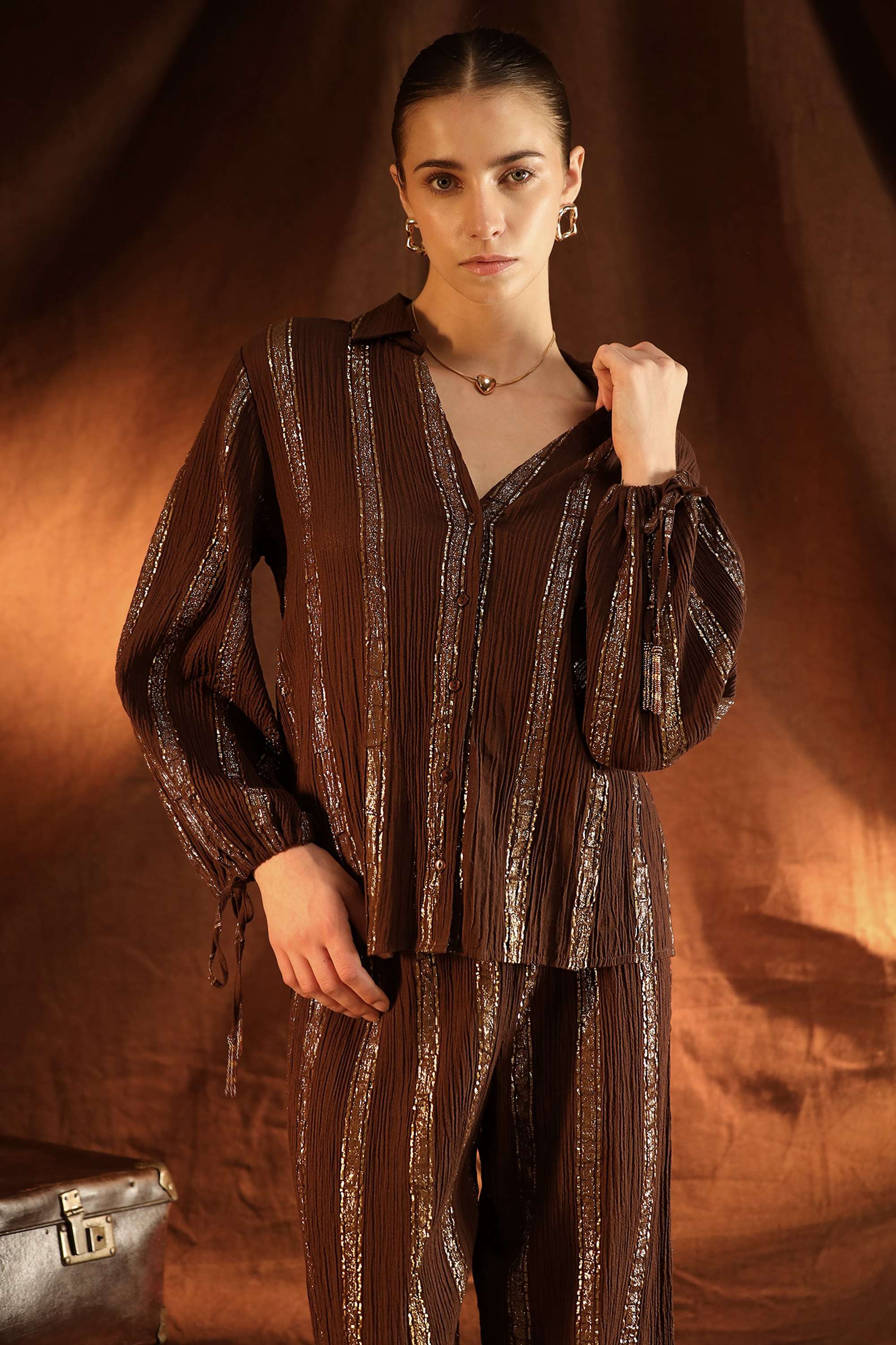 Stripes-Polyester-Relaxed-Fit-Women-s-Casual-Diva-Shirt