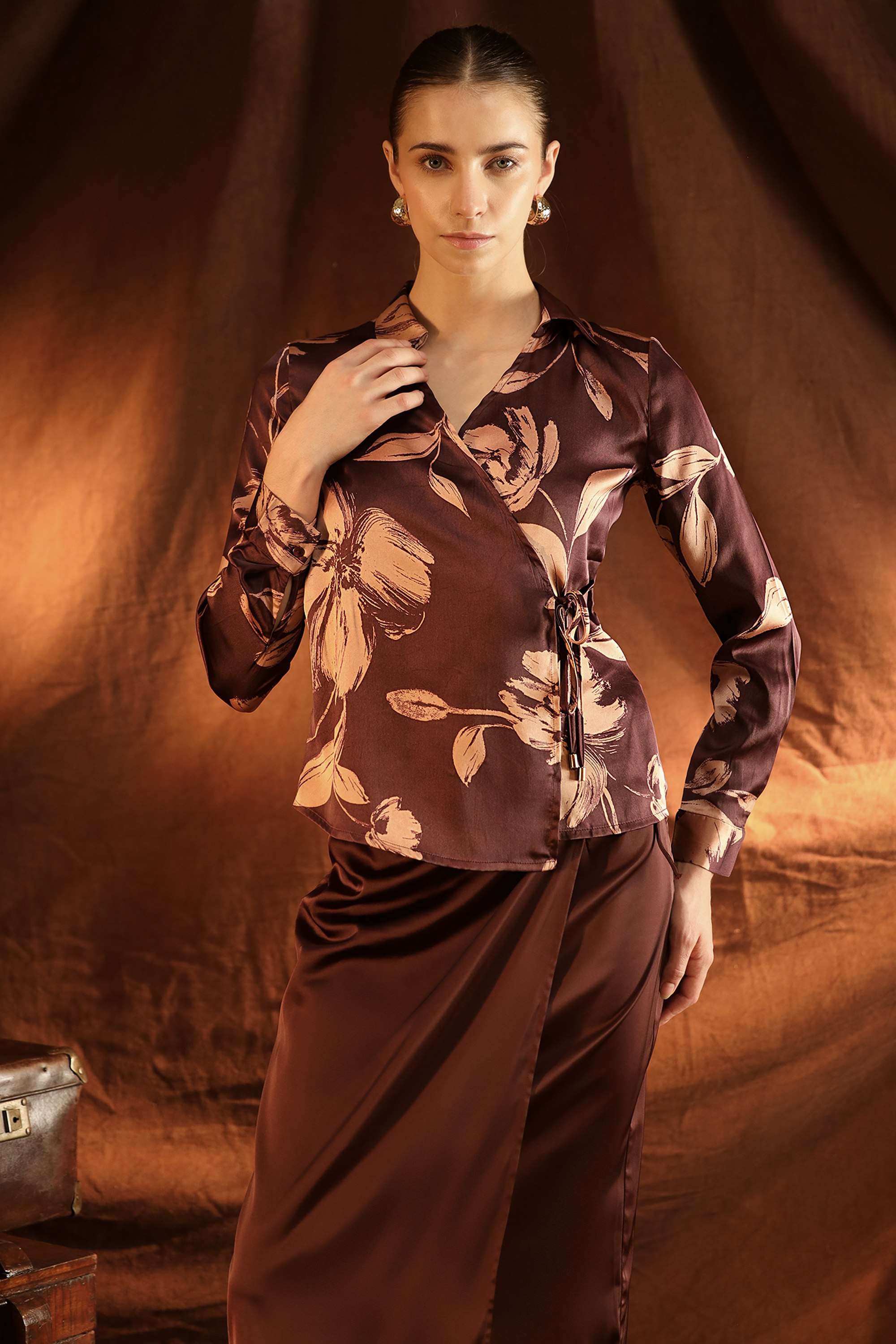 Floral-Blended-Fabric-Collared-Casual-Wear-Women-Blouses