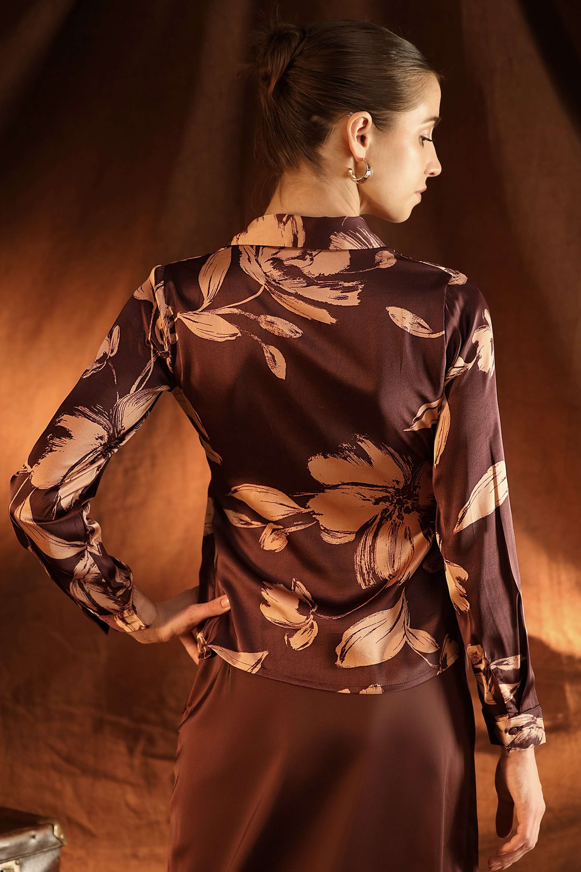 Floral-Blended-Fabric-Collared-Casual-Wear-Women-Blouses