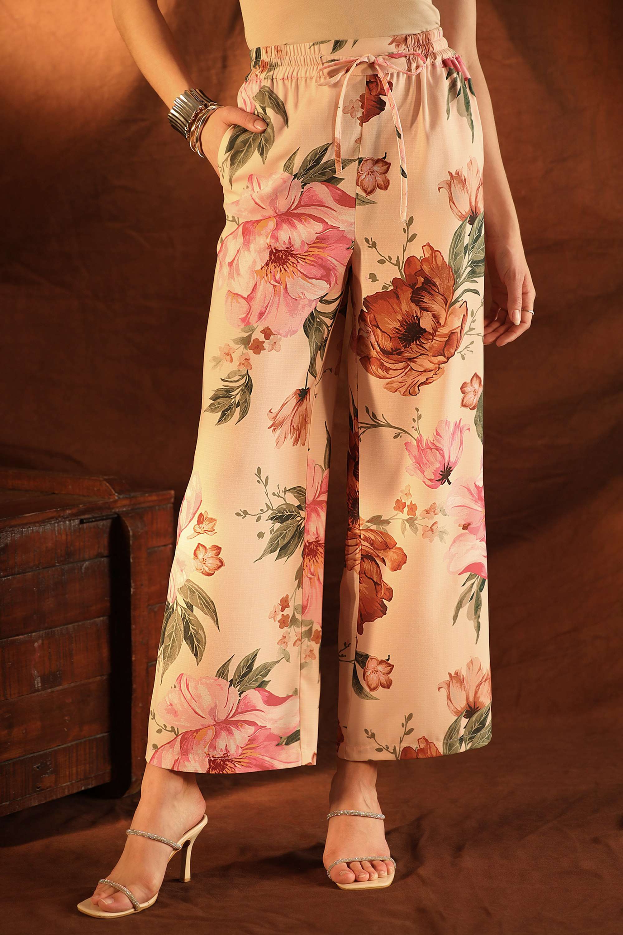 Floral-Polyester-Relaxed-Fit-Women-s-Margot-Pull-On-Pants