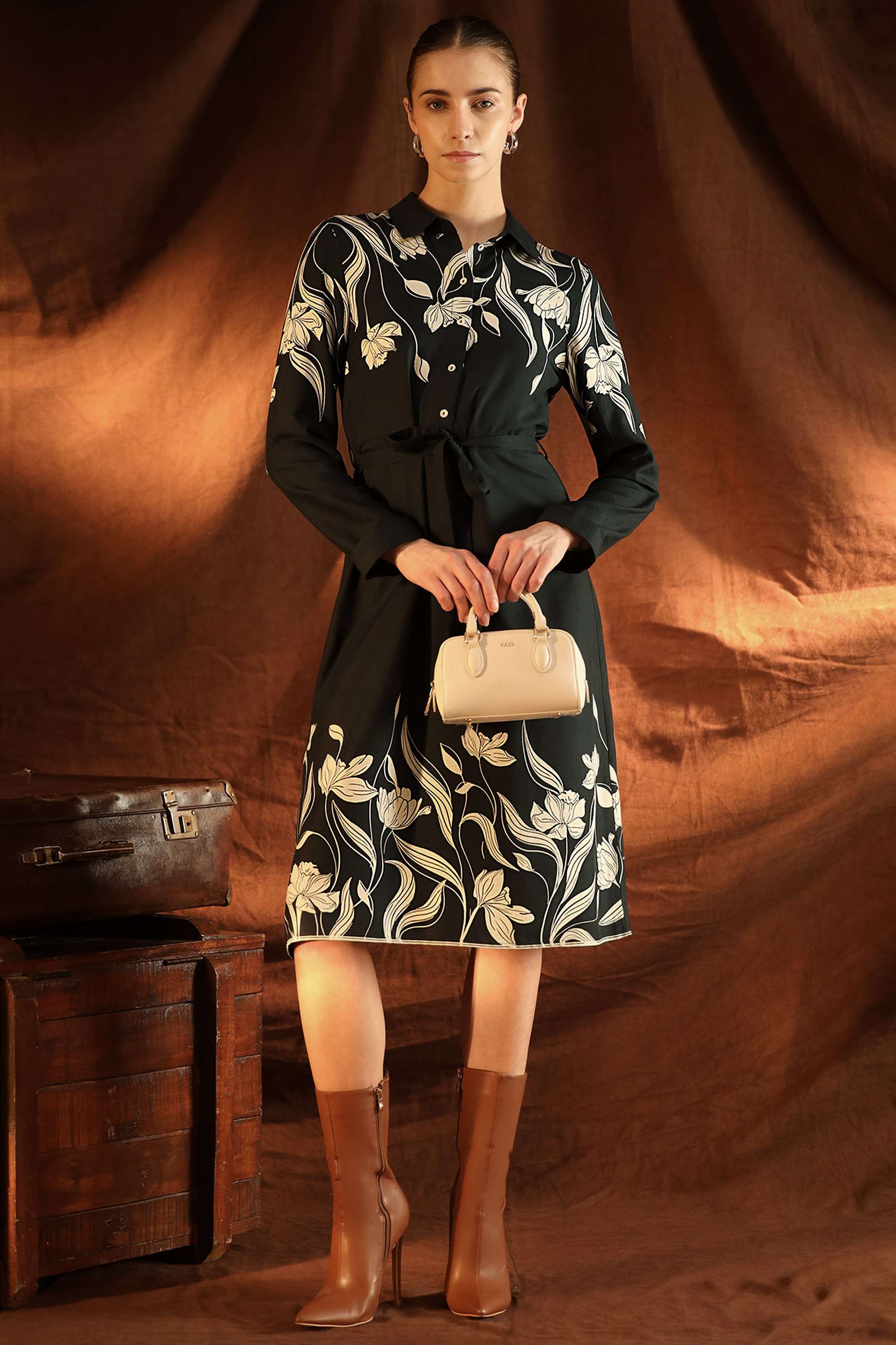 Floral-Viscose-Collared-Women-s-Philipa-Midi-Dress-With-Belt