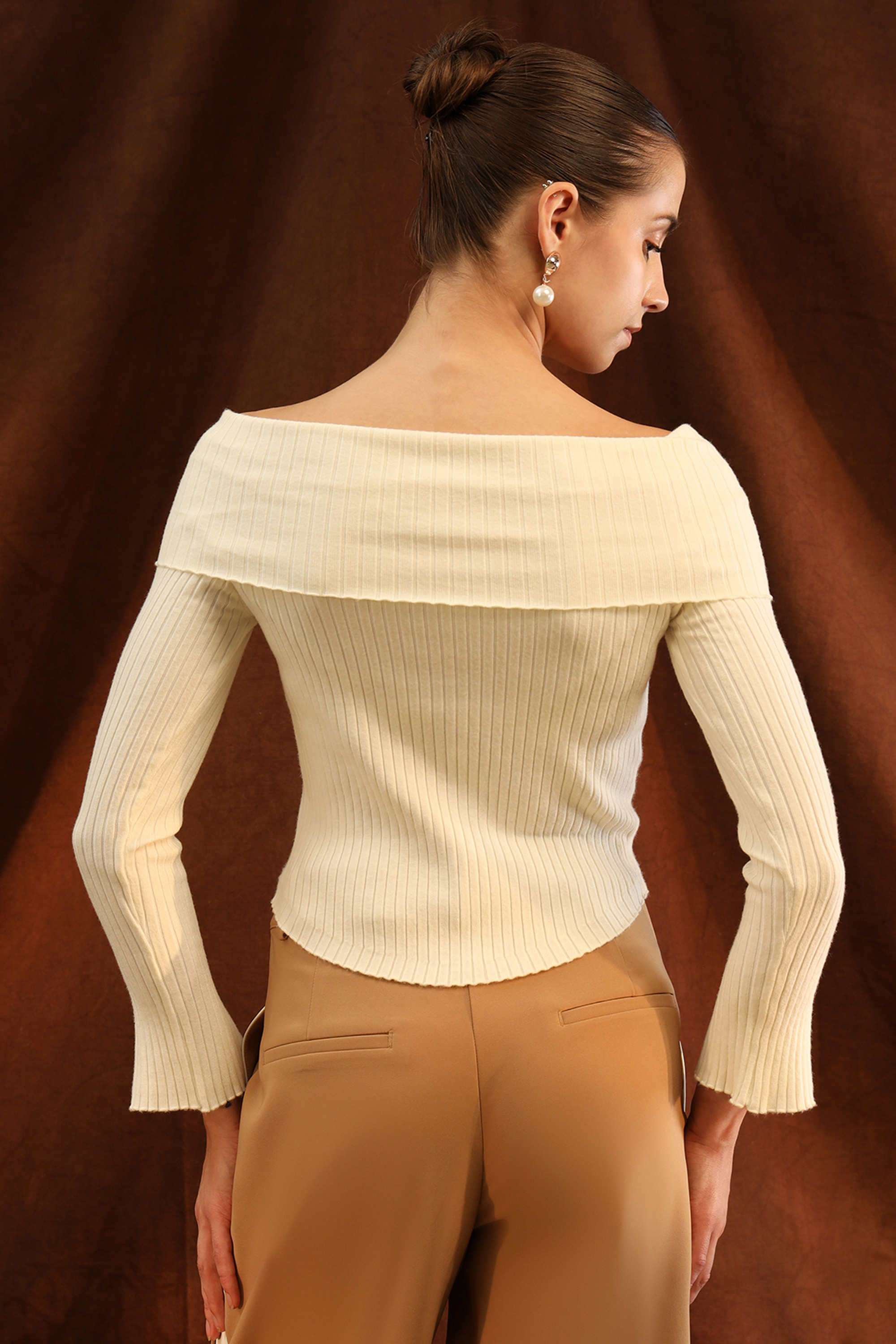 Solid-Viscose-Off-Shoulder-Women-s-Top