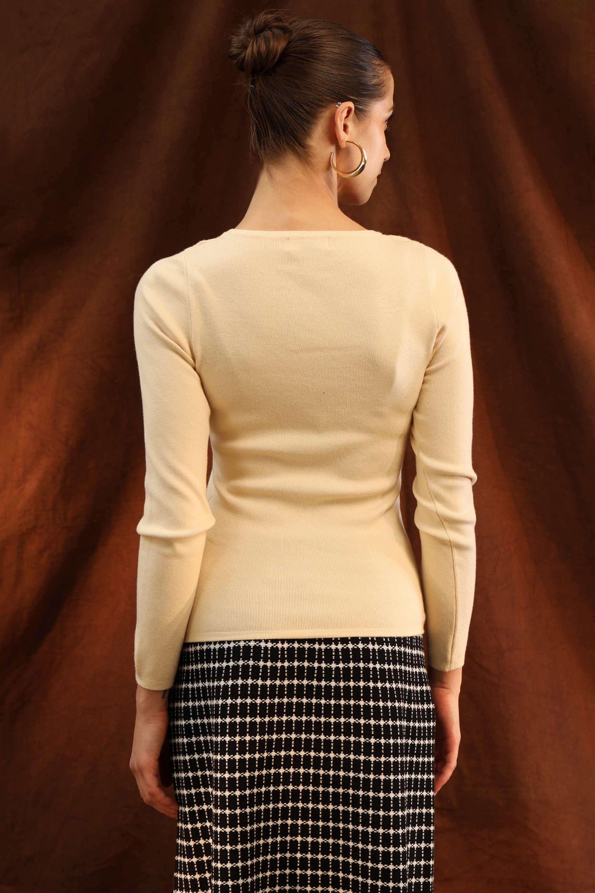 Solid-Viscose-High-Neck-Women-s-Top