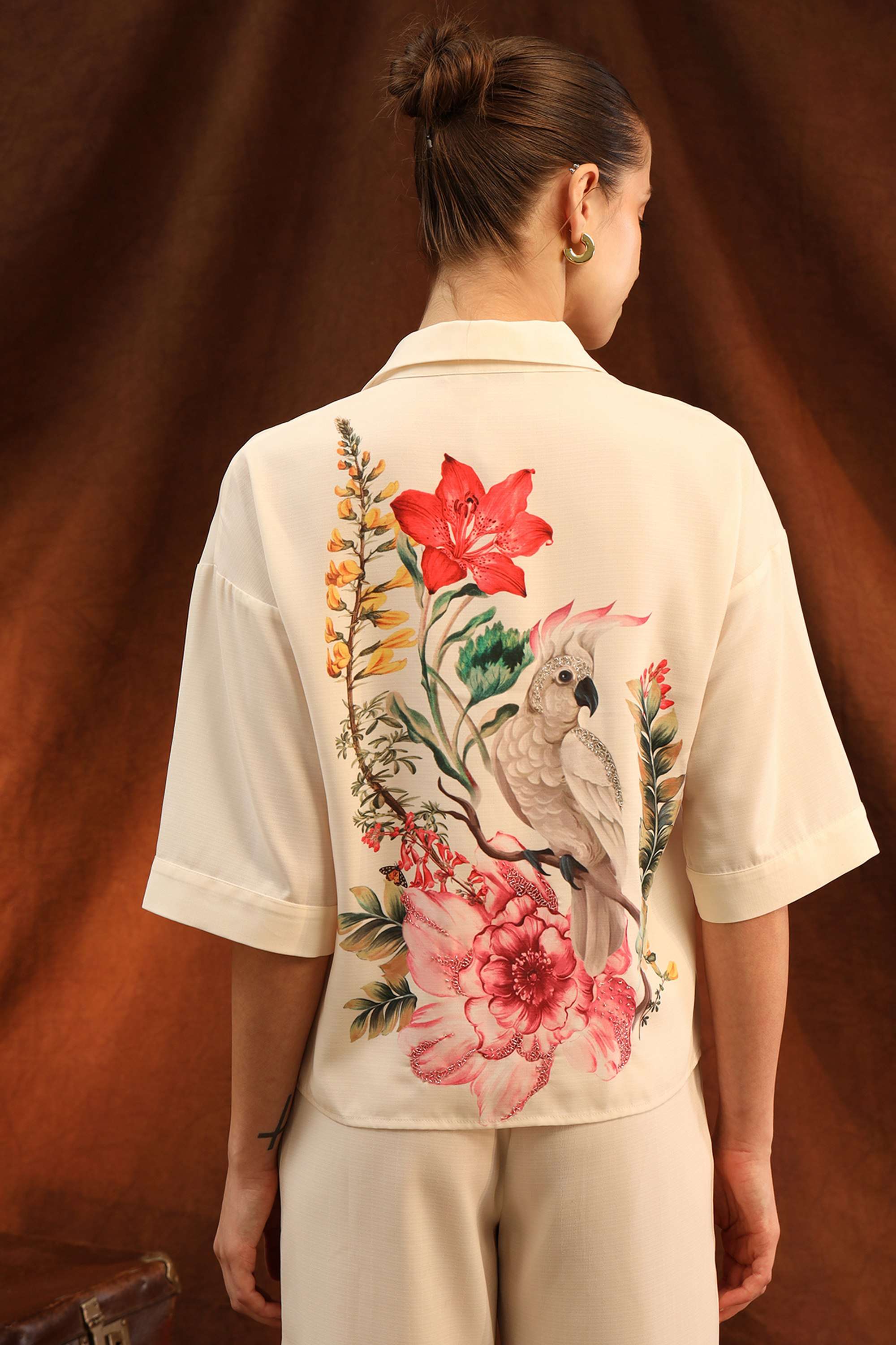 Floral-Collared-Polyester-Women-s-Festive-Wear-Shirt