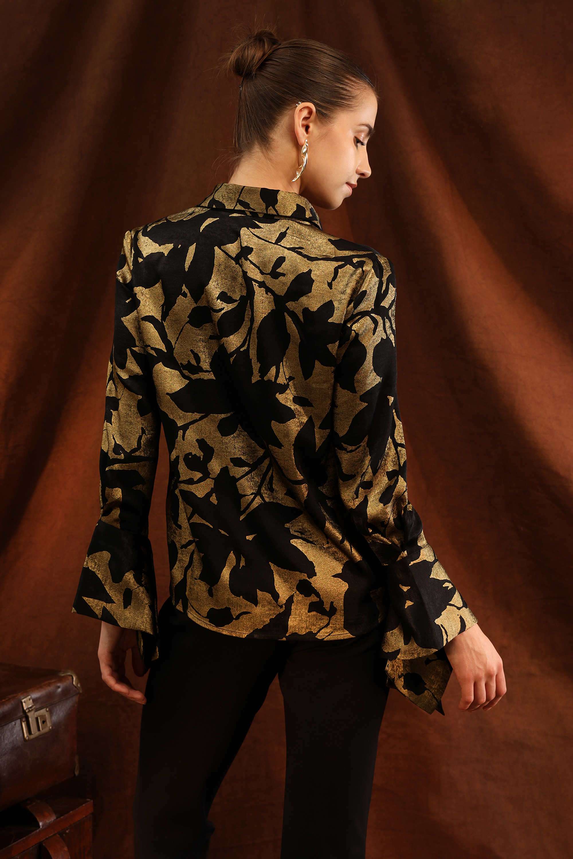 Abstract-Collared-Polyester-Women-s-Party-Wear-Shirt