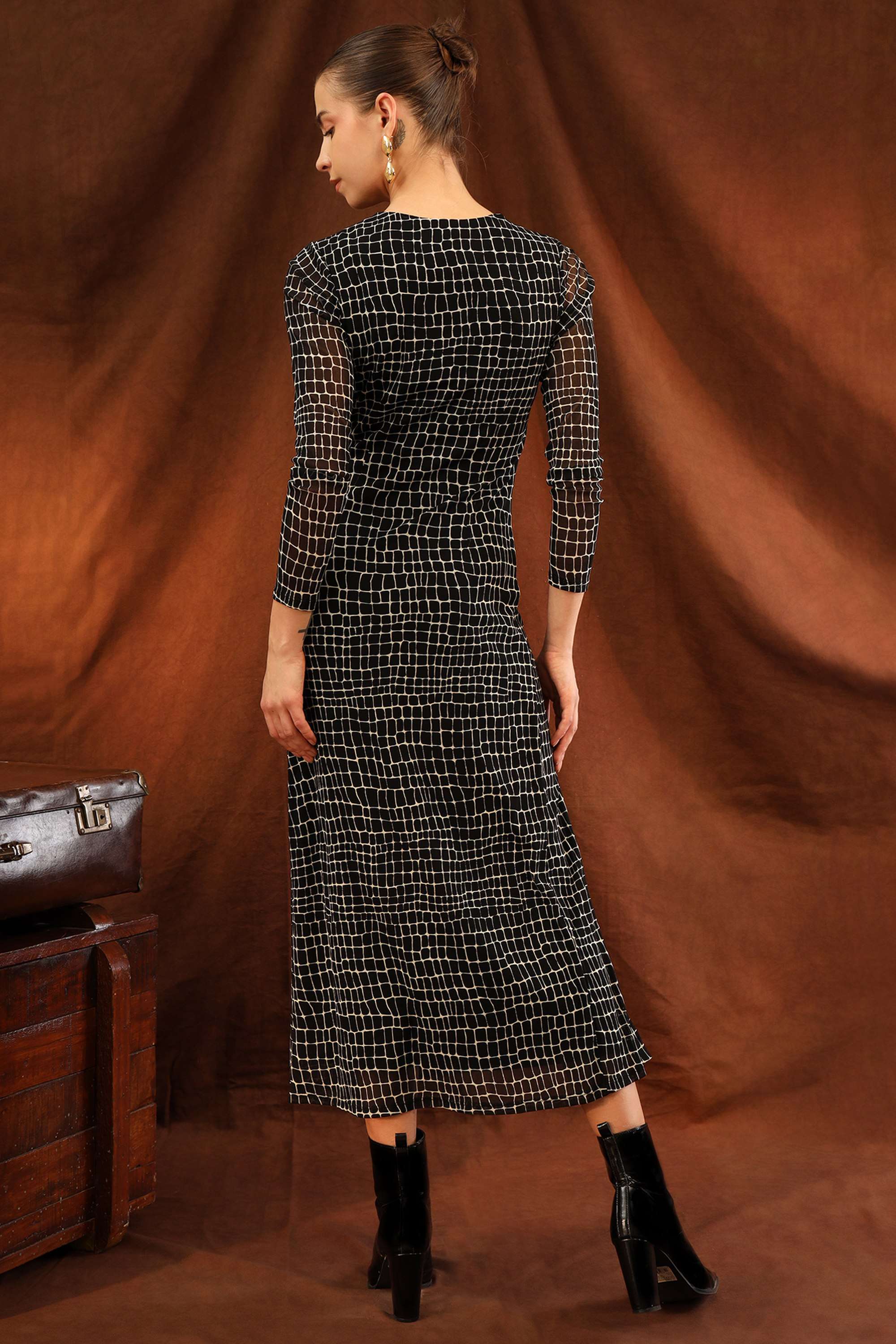 Textured-Asymmetric-Nylon-Women-s-Dress