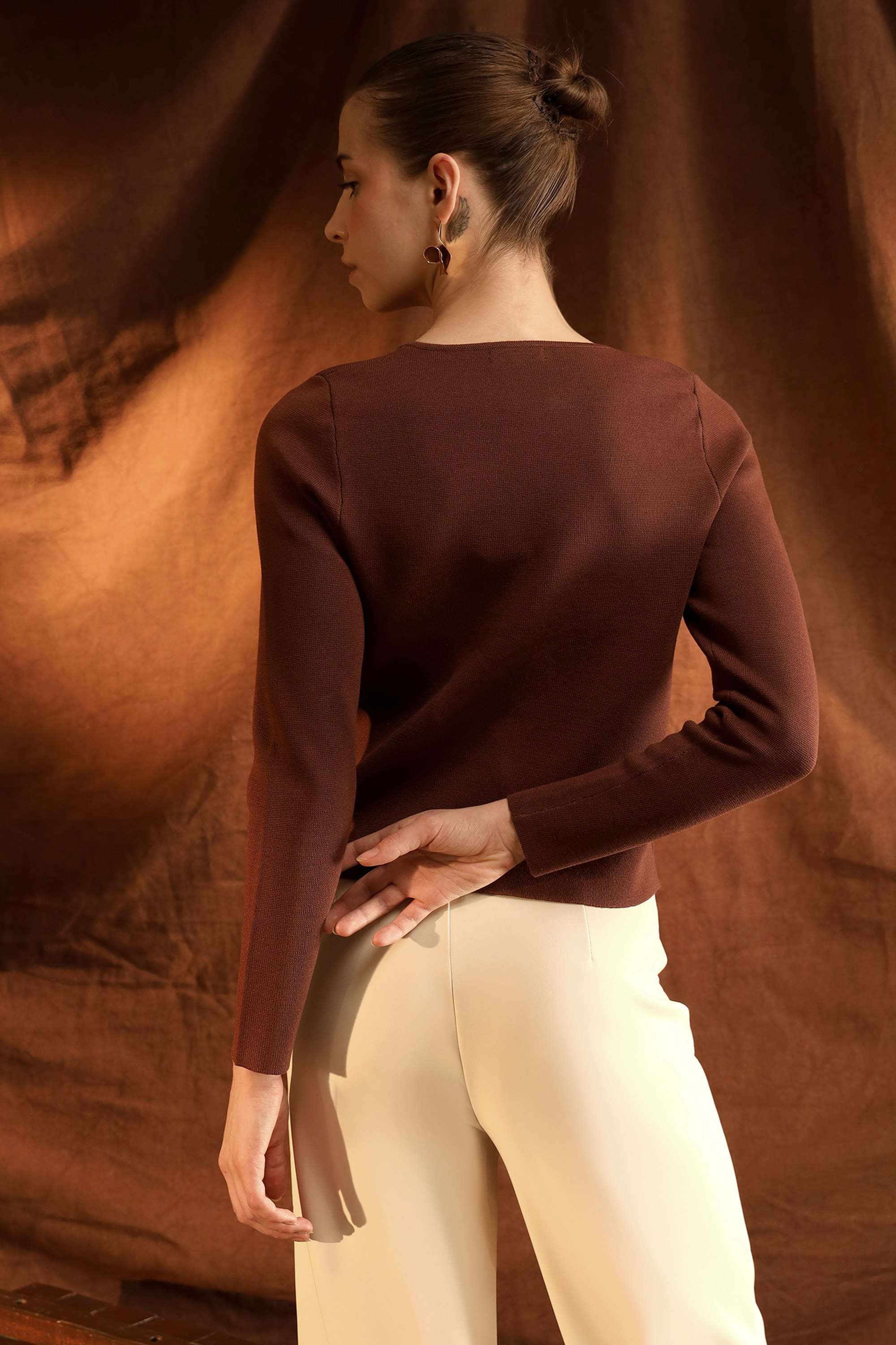 Solid-Viscose-V-Neck-Women-s-Tops