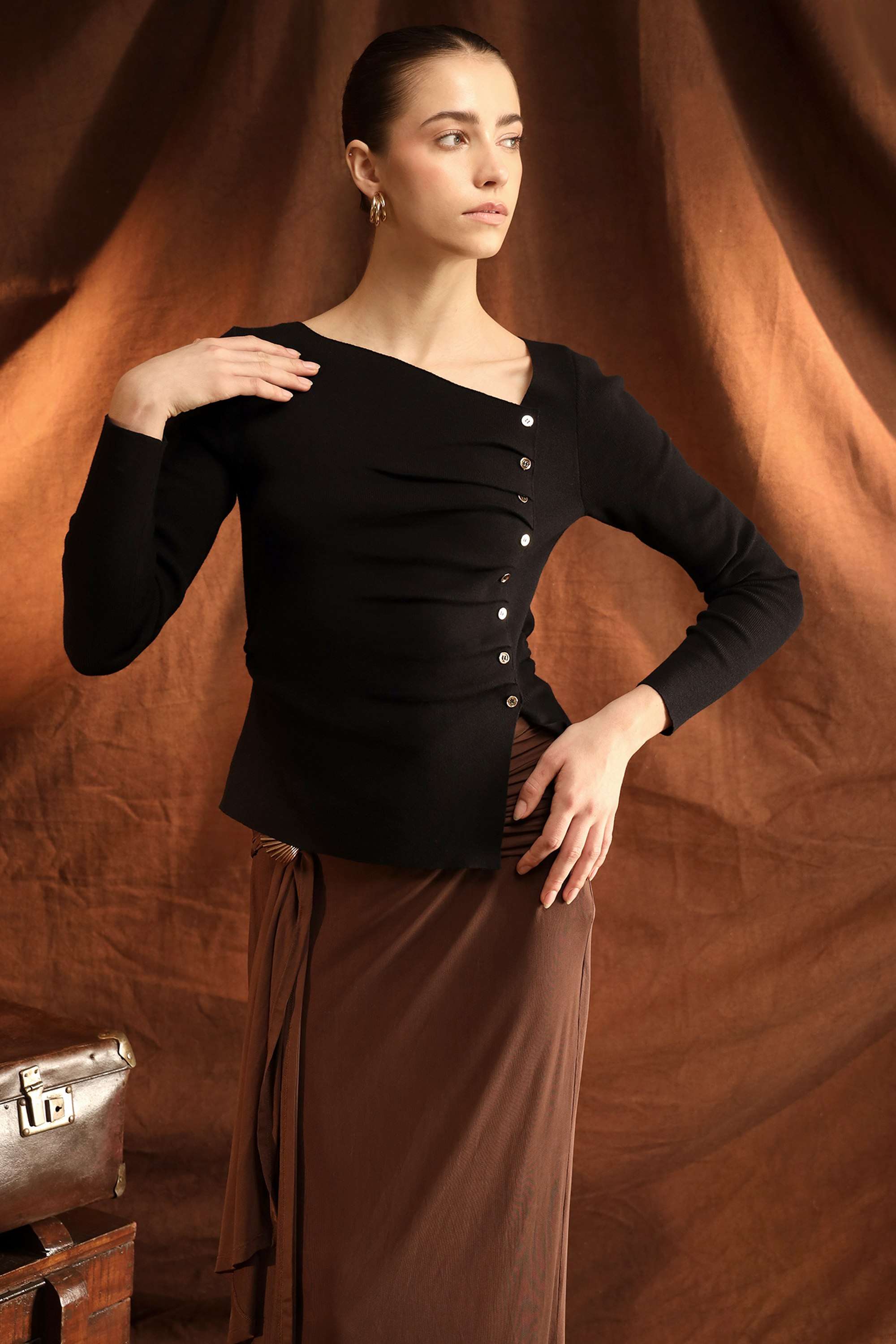 Solid-Viscose-Asymmetric-Women-s-Tops