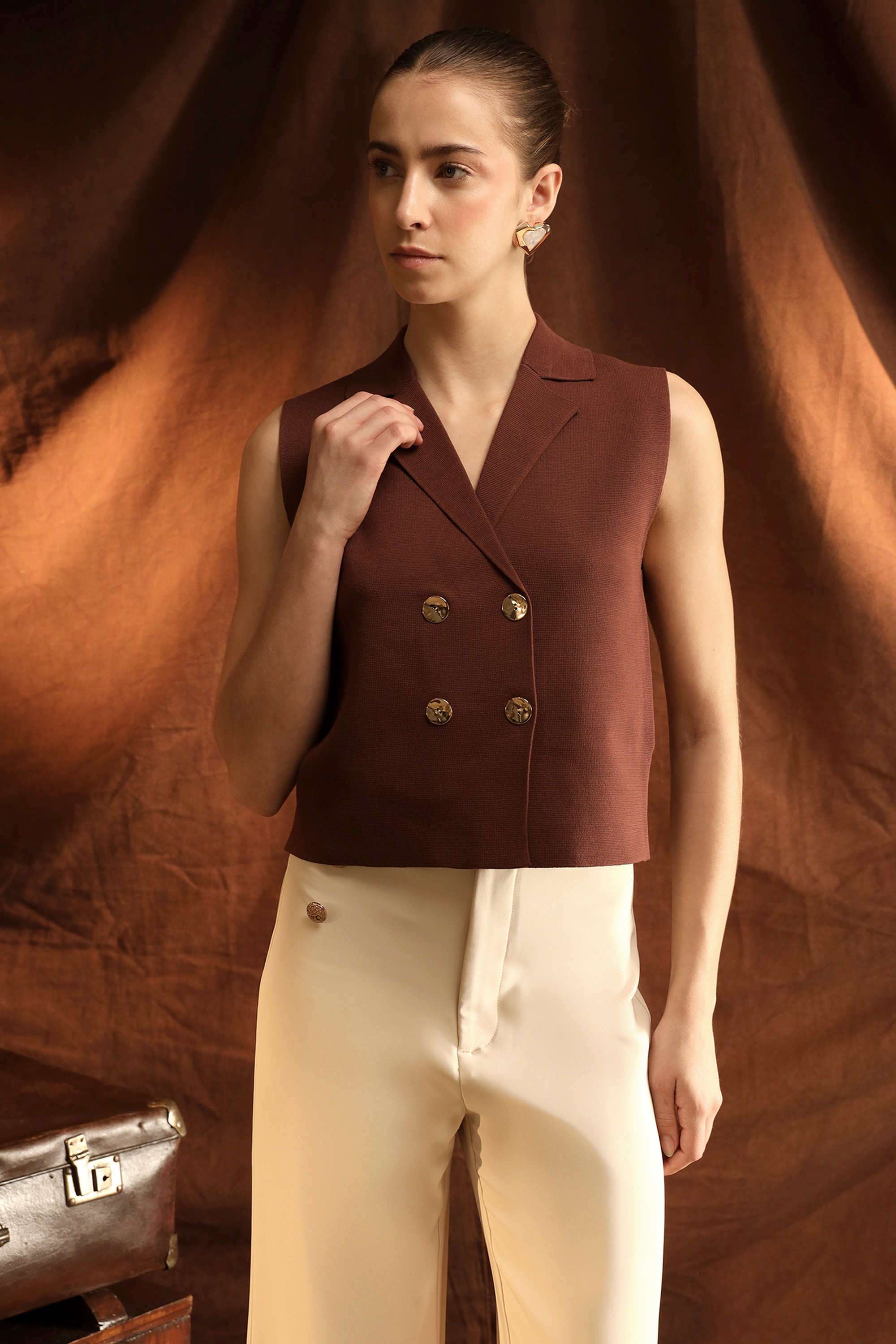 Solid-Viscose-V-Neck-Women-s-Top