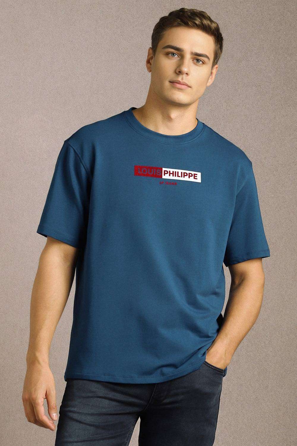 Solid-Cotton-Blend-Round-Neck-Men-s-T-Shirt