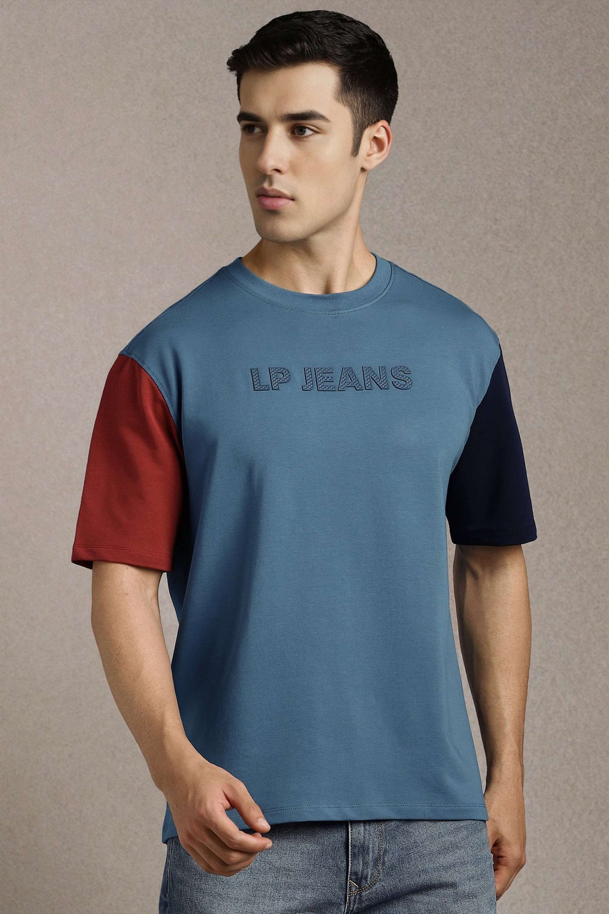 Color-Block-Cotton-Blend-Relaxed-Fit-Men-T-Shirt