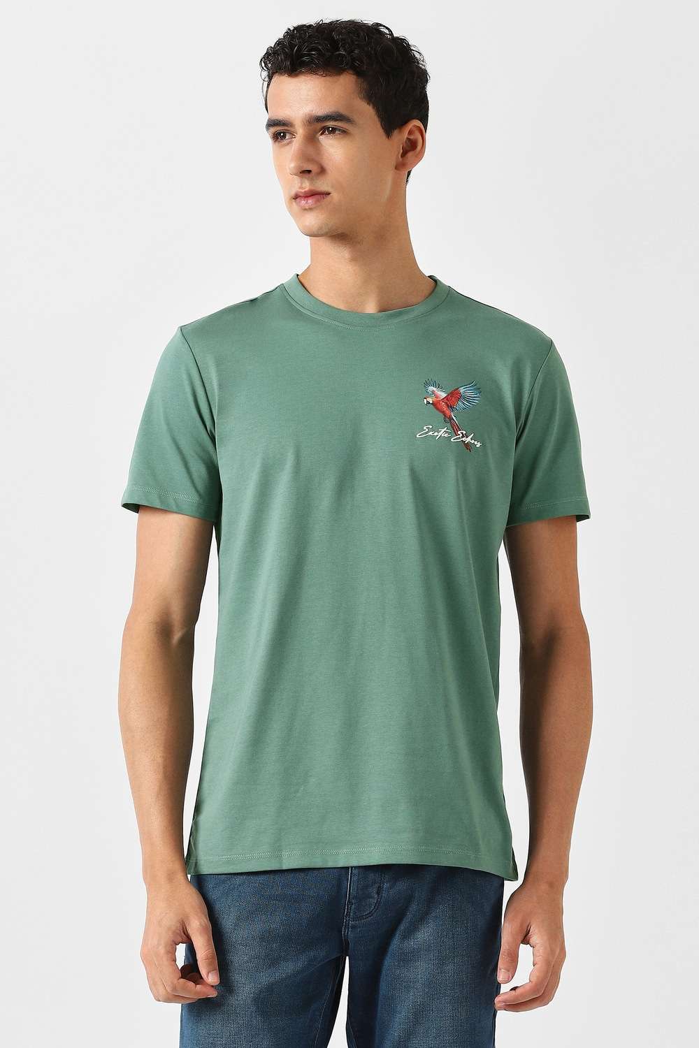 Solid-Blended-Fabric-Regular-Fit-Men-T-Shirt