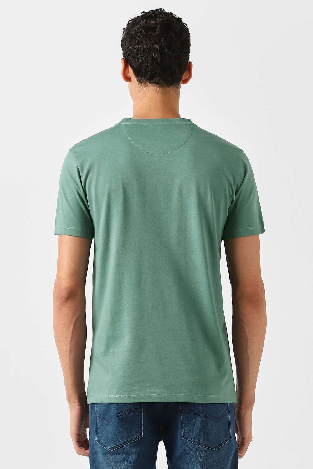 Solid-Blended-Fabric-Regular-Fit-Men-T-Shirt