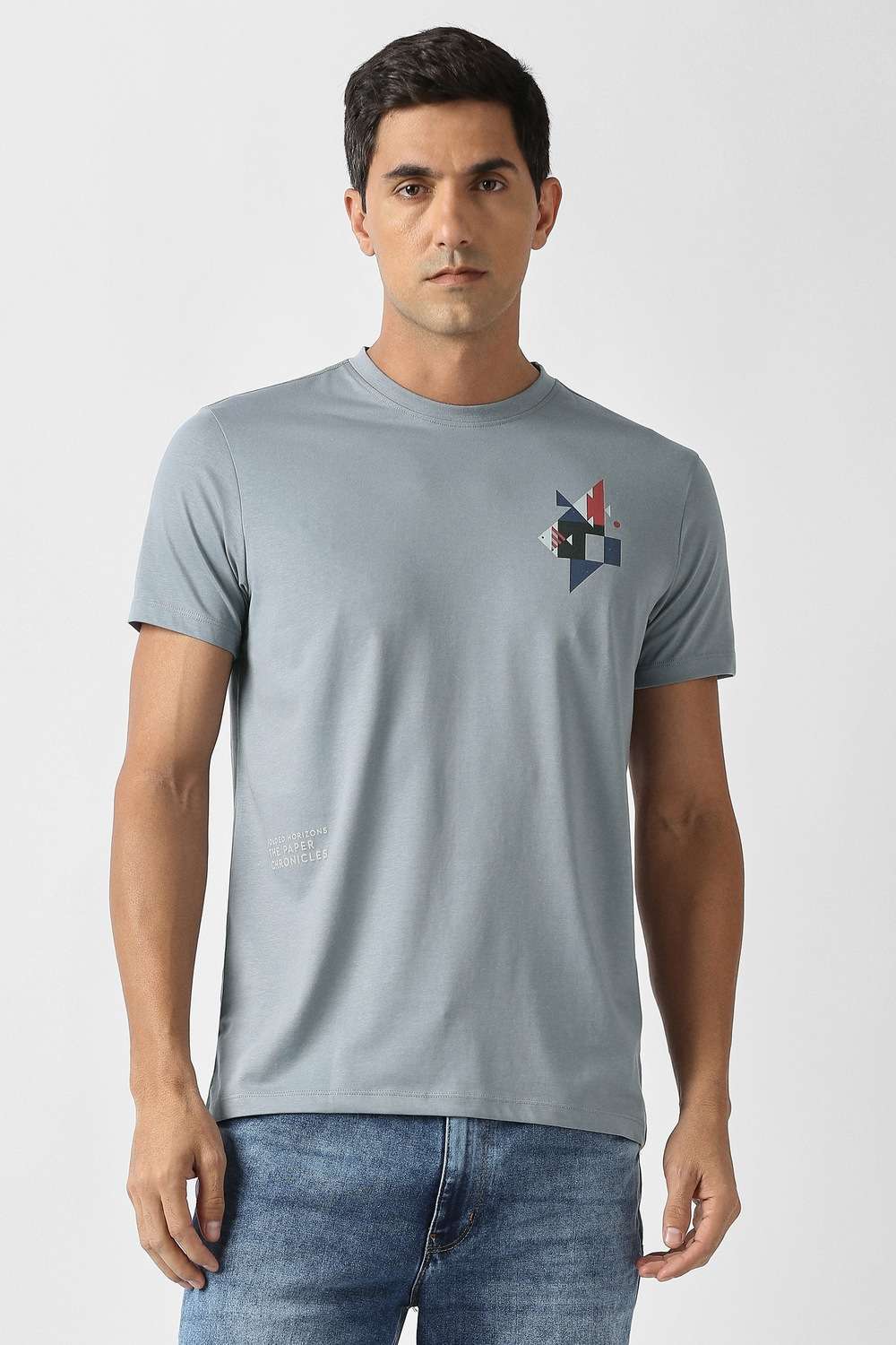 Solid-Blended-Fabric-Regular-Fit-Men-T-Shirt