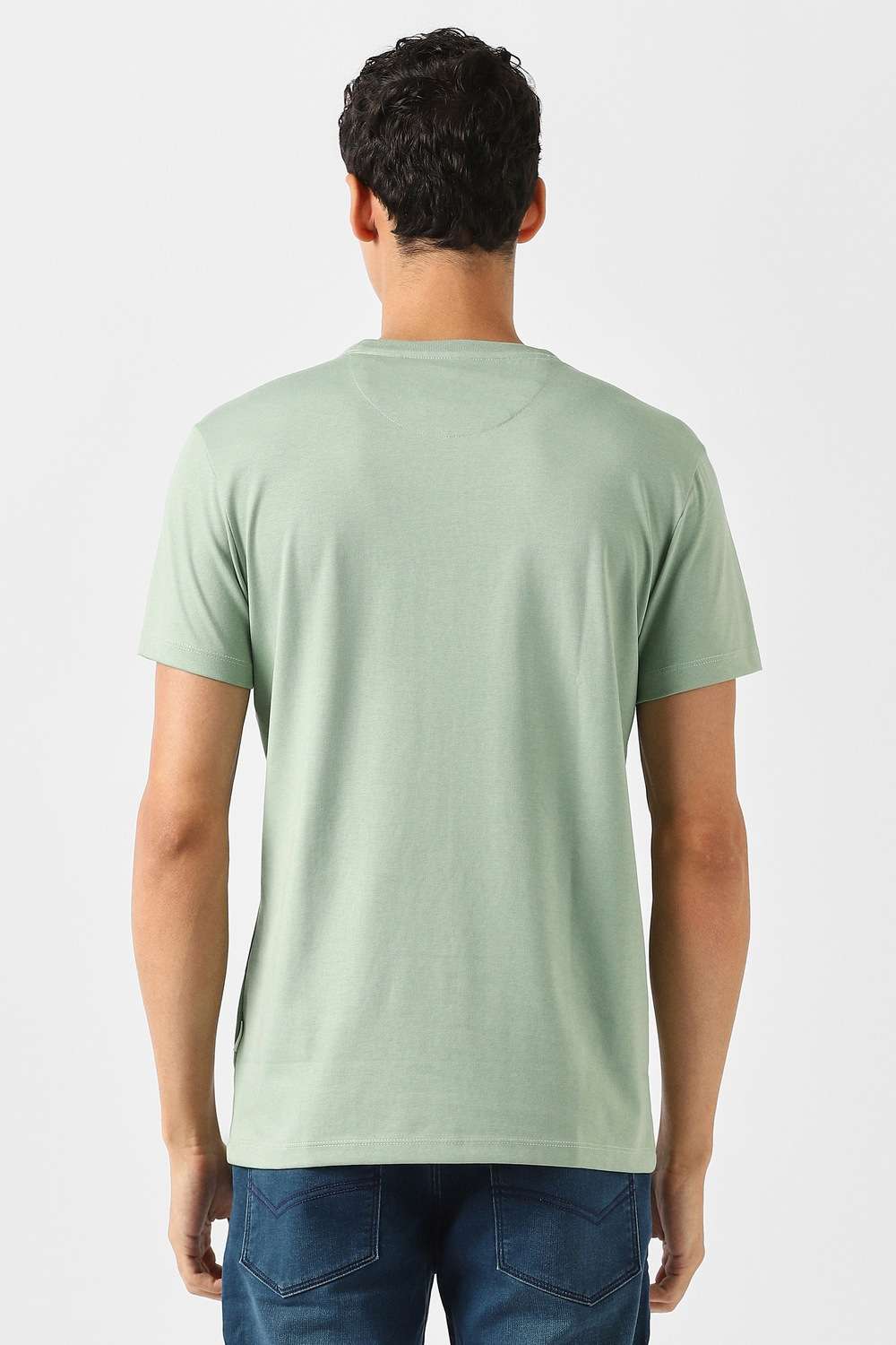 Solid-Blended-Fabric-Regular-Fit-Men-T-Shirt