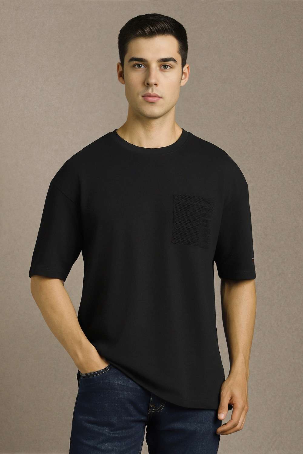 Solid-Cotton-Relaxed-Fit-Men-T-Shirt