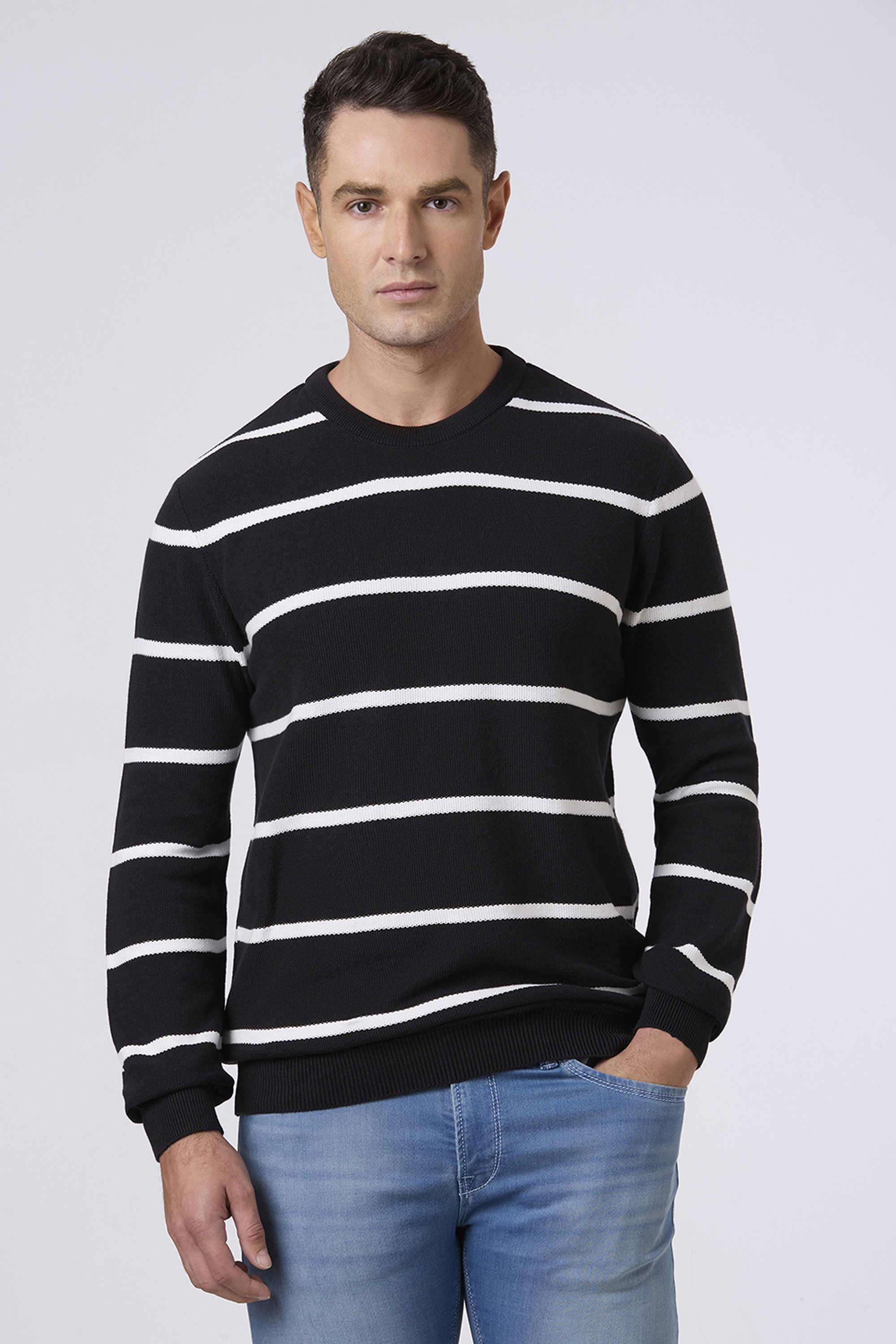 Stripes-Cotton-Regular-Fit-Men-Pullover