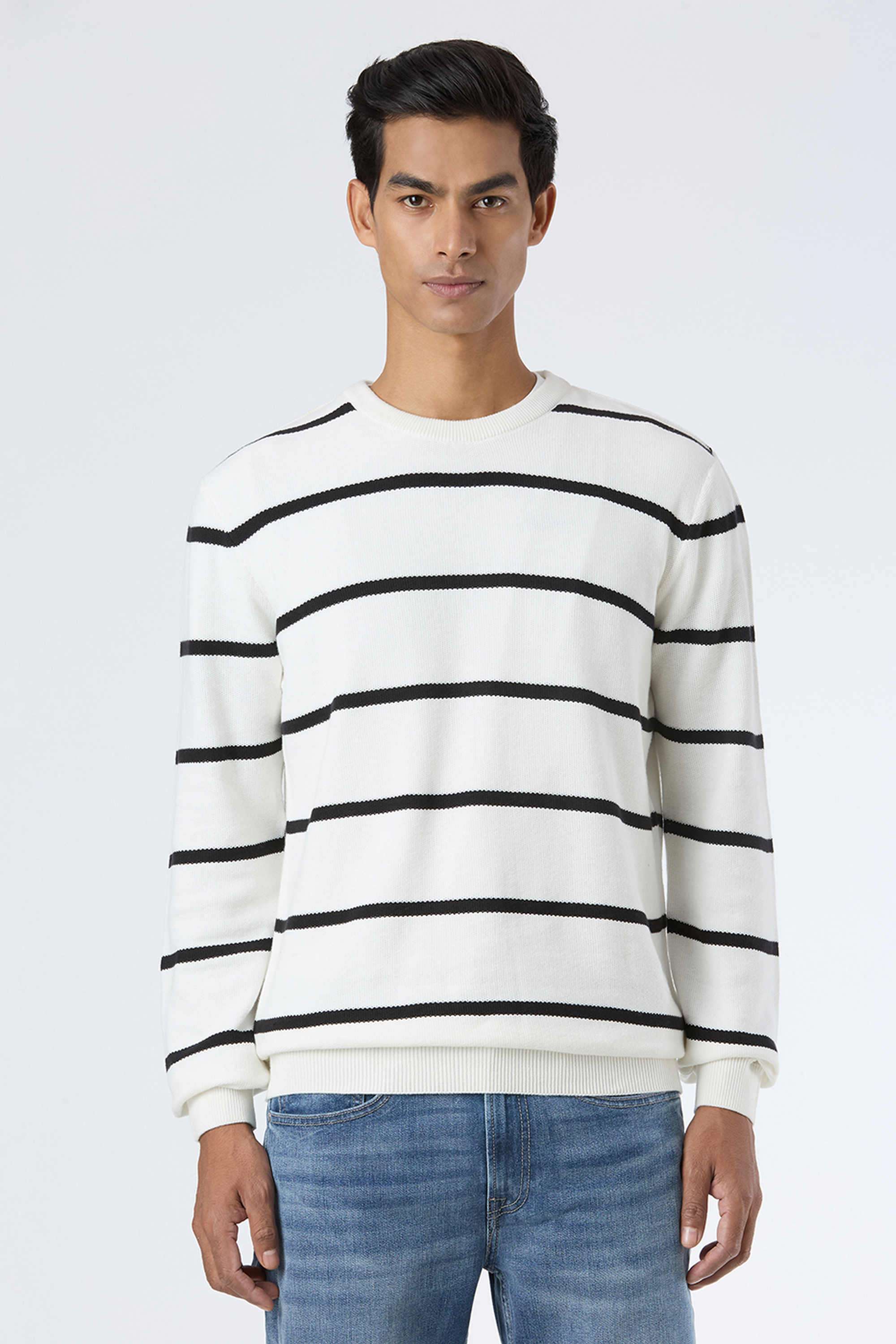 Stripes-Cotton-Regular-Fit-Men-Pullover