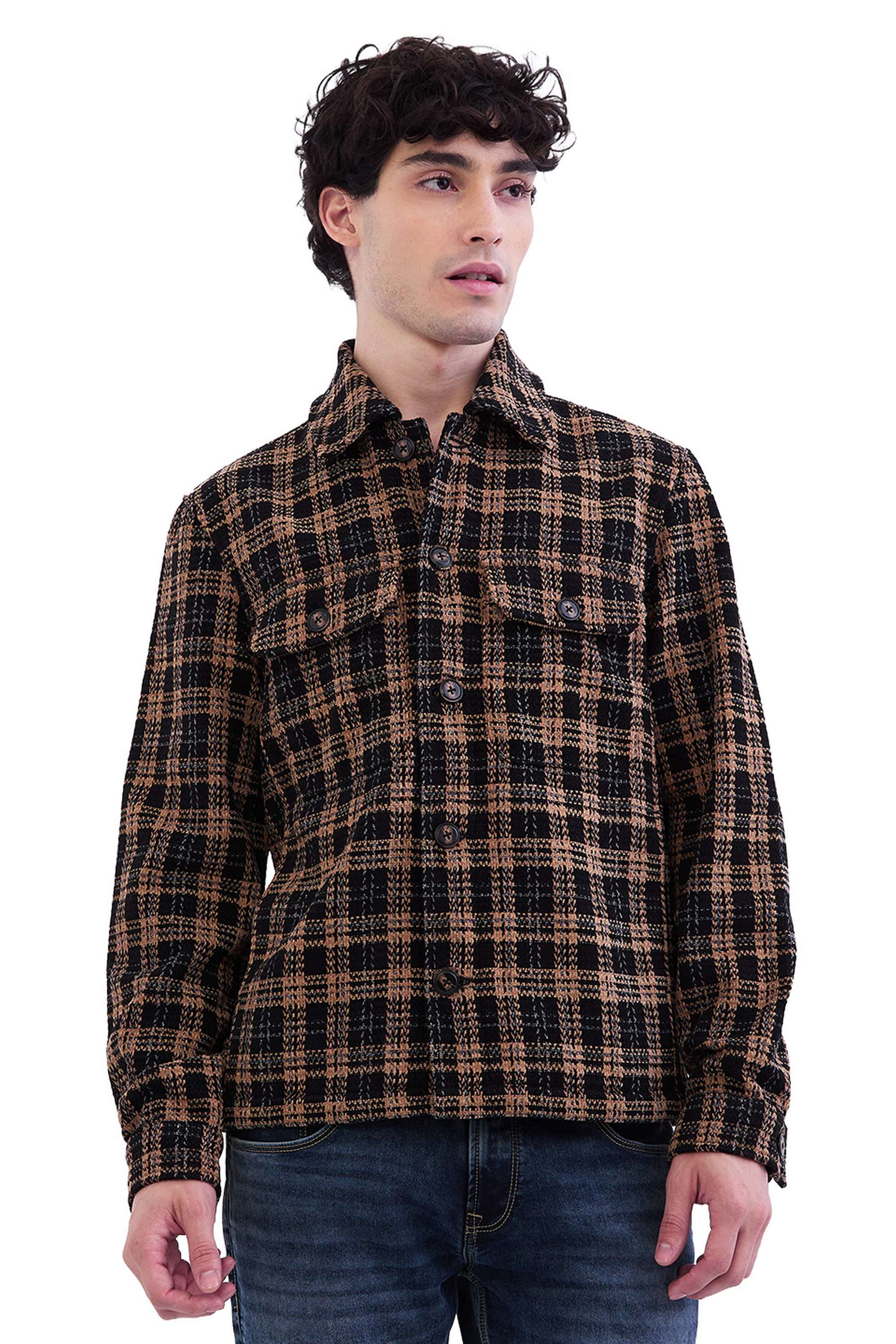 Checks-Cotton-Straight-Fit-Men-s-Jacket