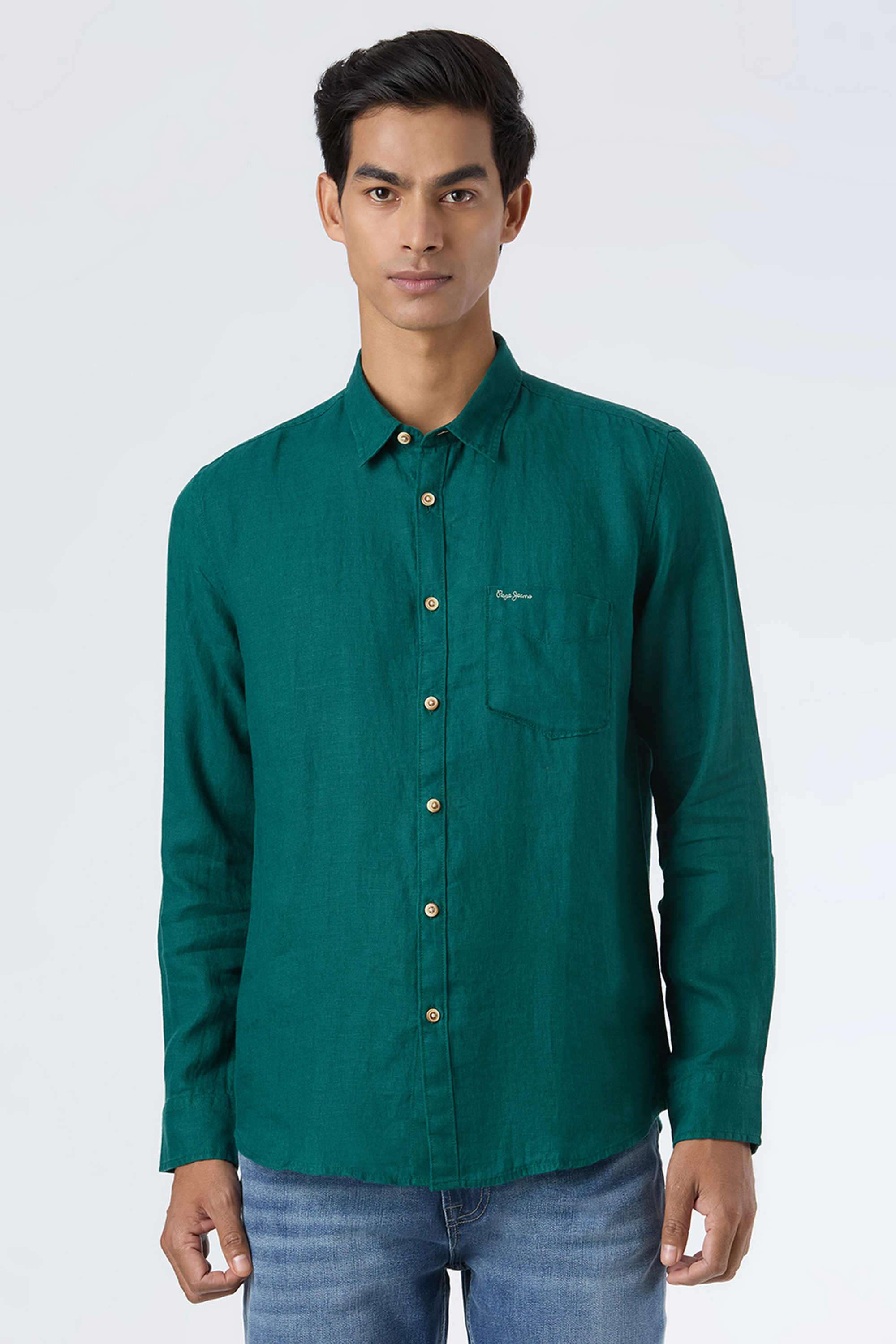 Solid-Linen-Regular-Fit-Men-Casual-Shirt