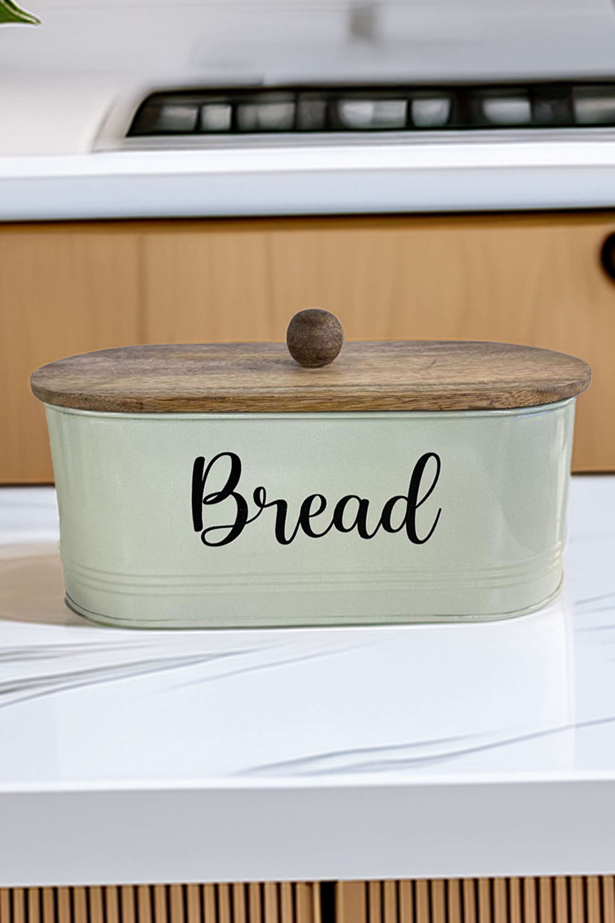 Homemade-Bread-Box-W/Wooden-Lid-Mint