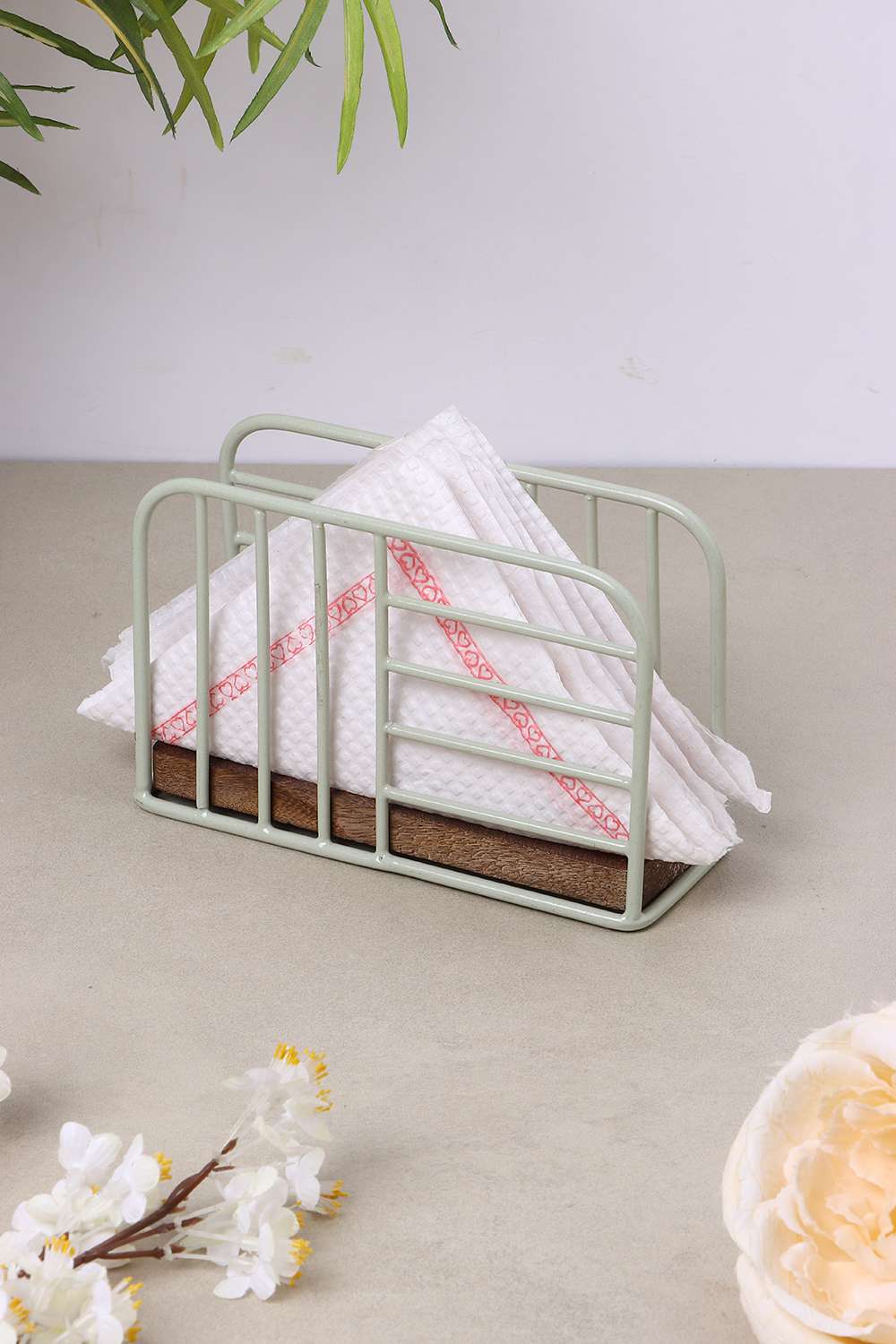 Homemade-Napkin-Holder-W-Wdn-Base-Mint