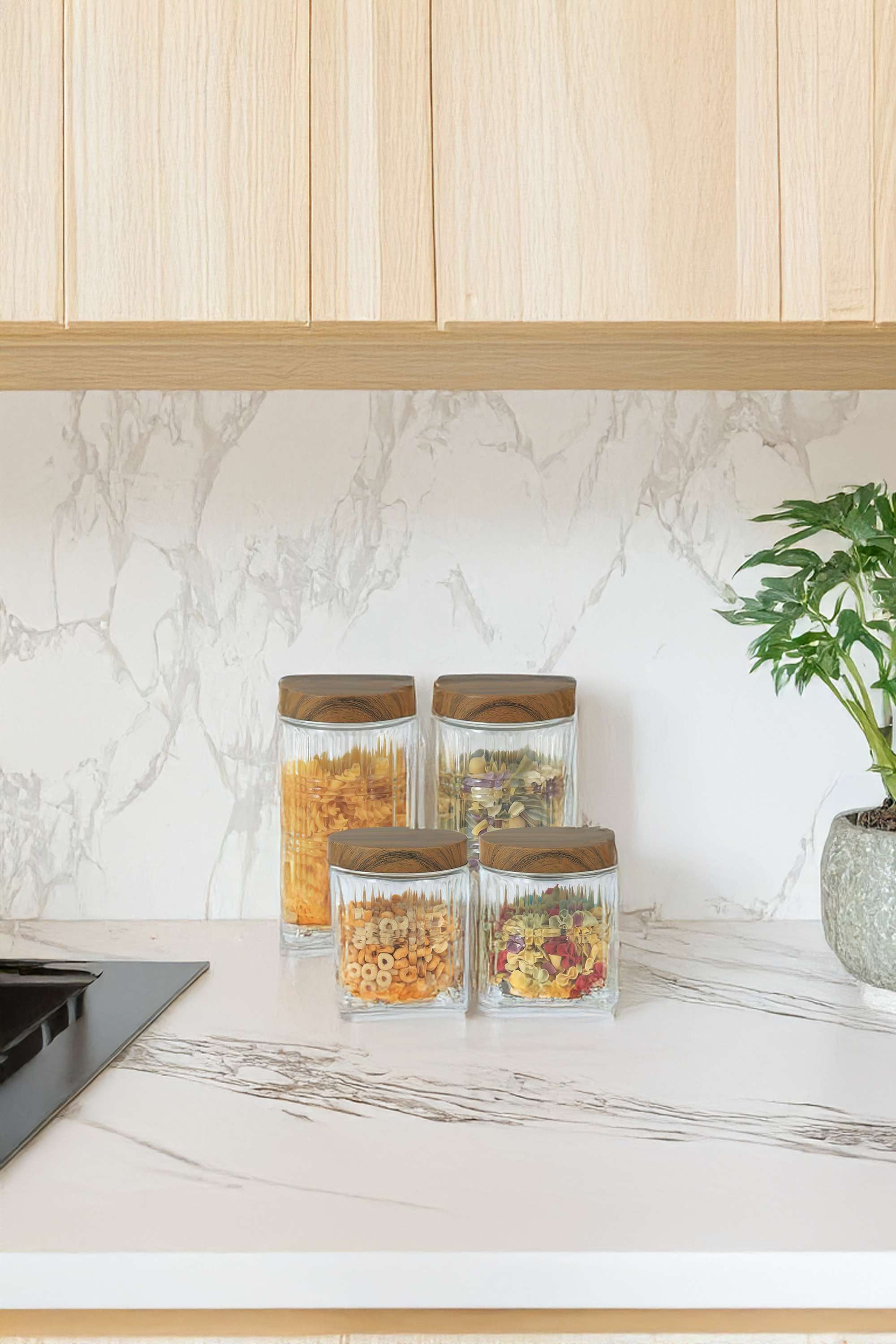 Esnl-Lattice-Glass-Jar-Wth-Metal-Lid-Set-of-4