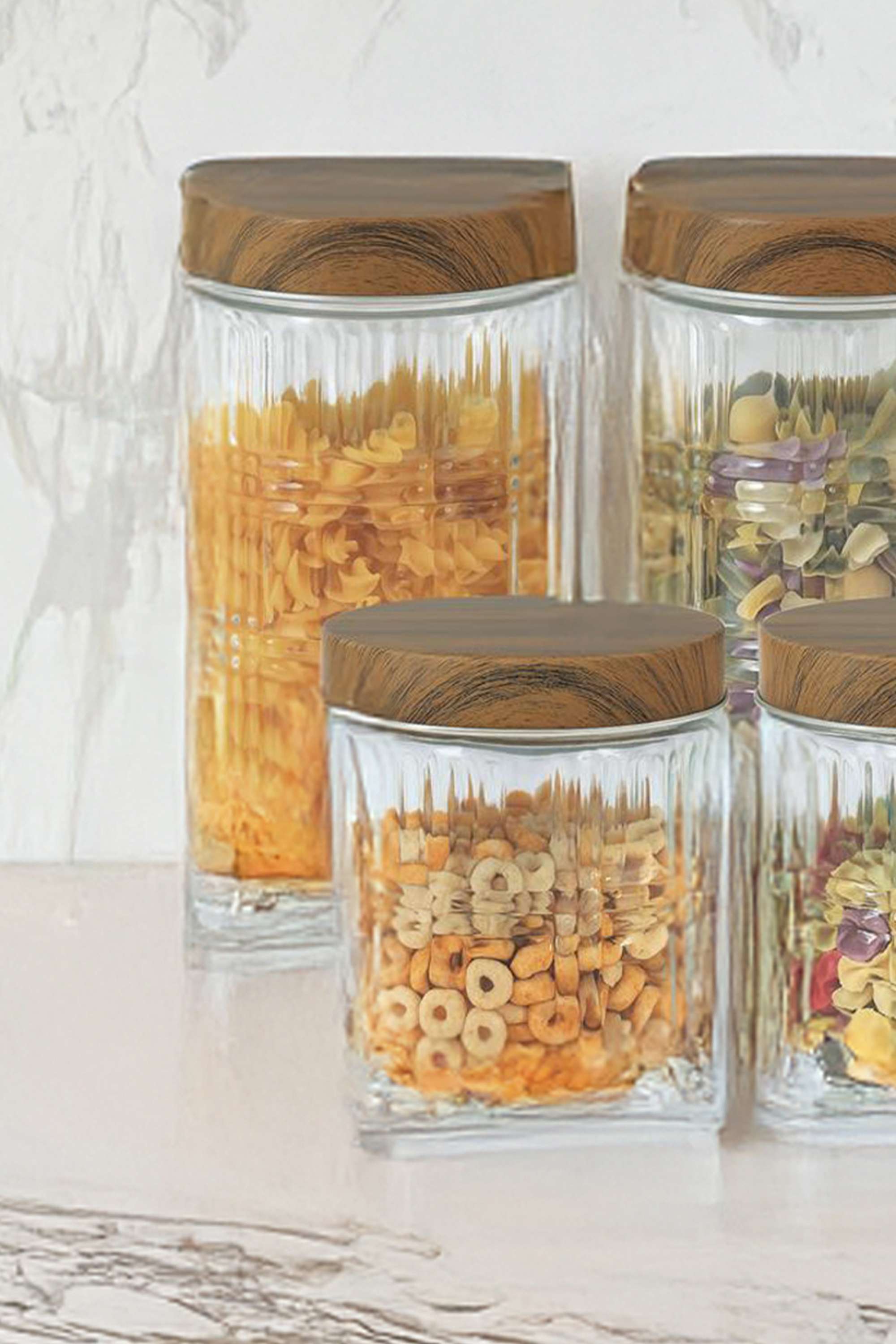 Esnl-Lattice-Glass-Jar-Wth-Metal-Lid-Set-of-4