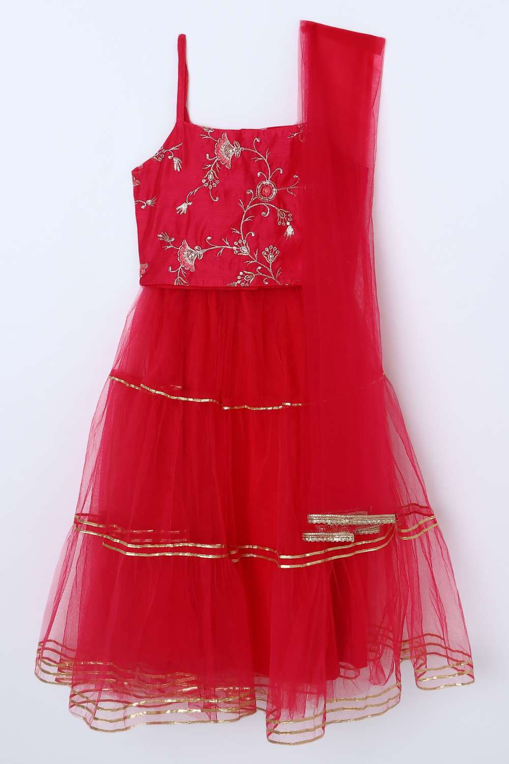 Solid-Blended-Fabric-Round-Neck-Girls-Kurta-Set