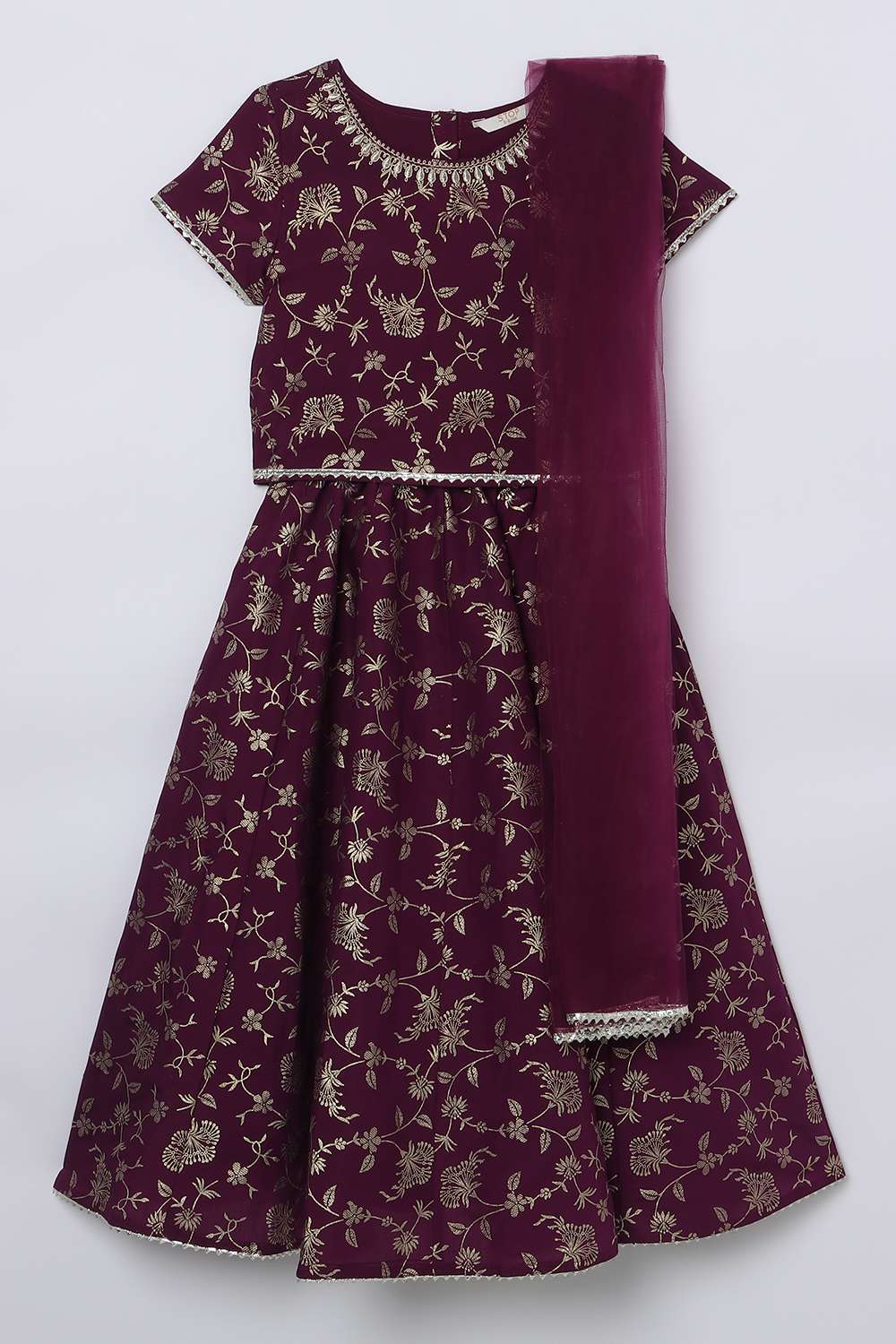 Embroidered-Blended-Fabric-Round-Neck-Girls-Clothing-Set