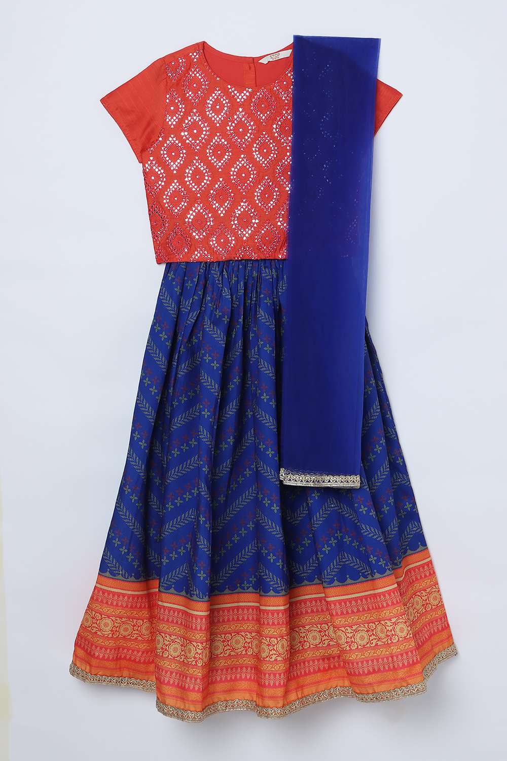 Blended-Fabric-Regular-Fit-Girls-Lehenga-Choli-Set